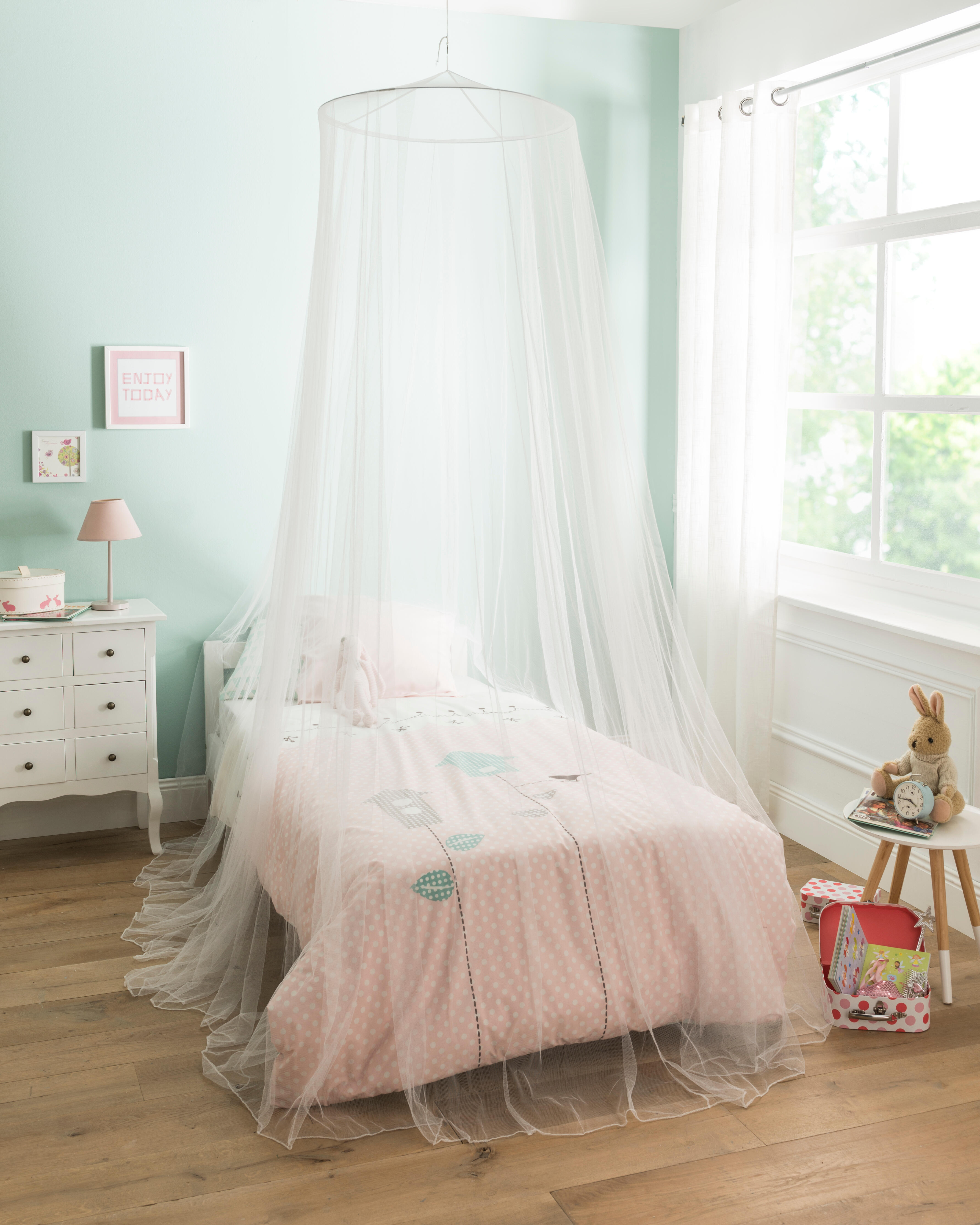 Mosquitera de cama 250x650cm blanco recortable de tela poliéster transpirable Isoxa - 9