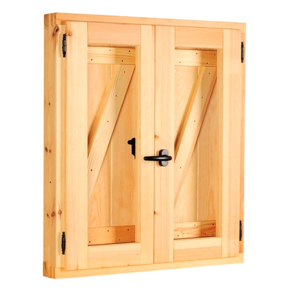 Ventana madera de pino practicable con postigo en z de 80x100cm(anchoxalto)