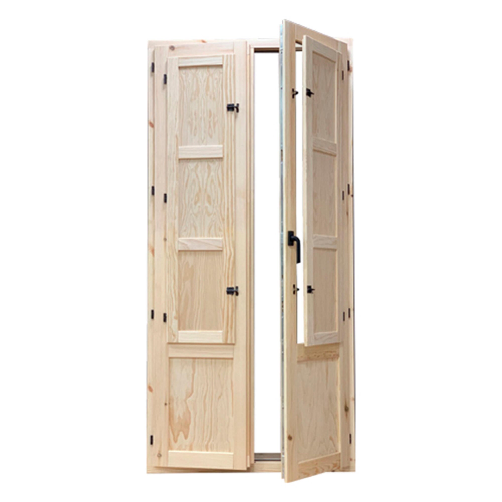 Balconera de madera practicable de 100x210 cm cristal doble climalit - 7