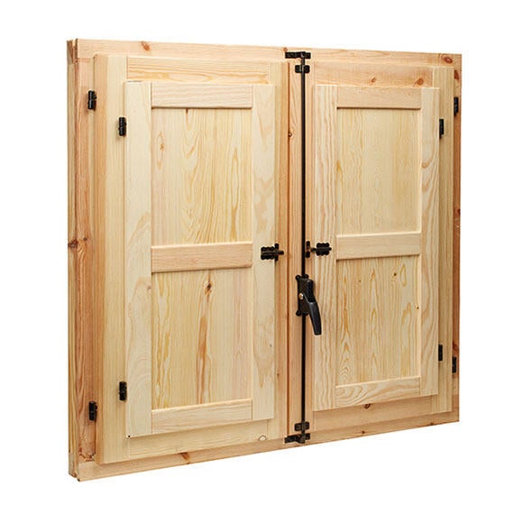 Ventana madera de pino basic practicable con postigo de 100x120cm(anchoxalto)