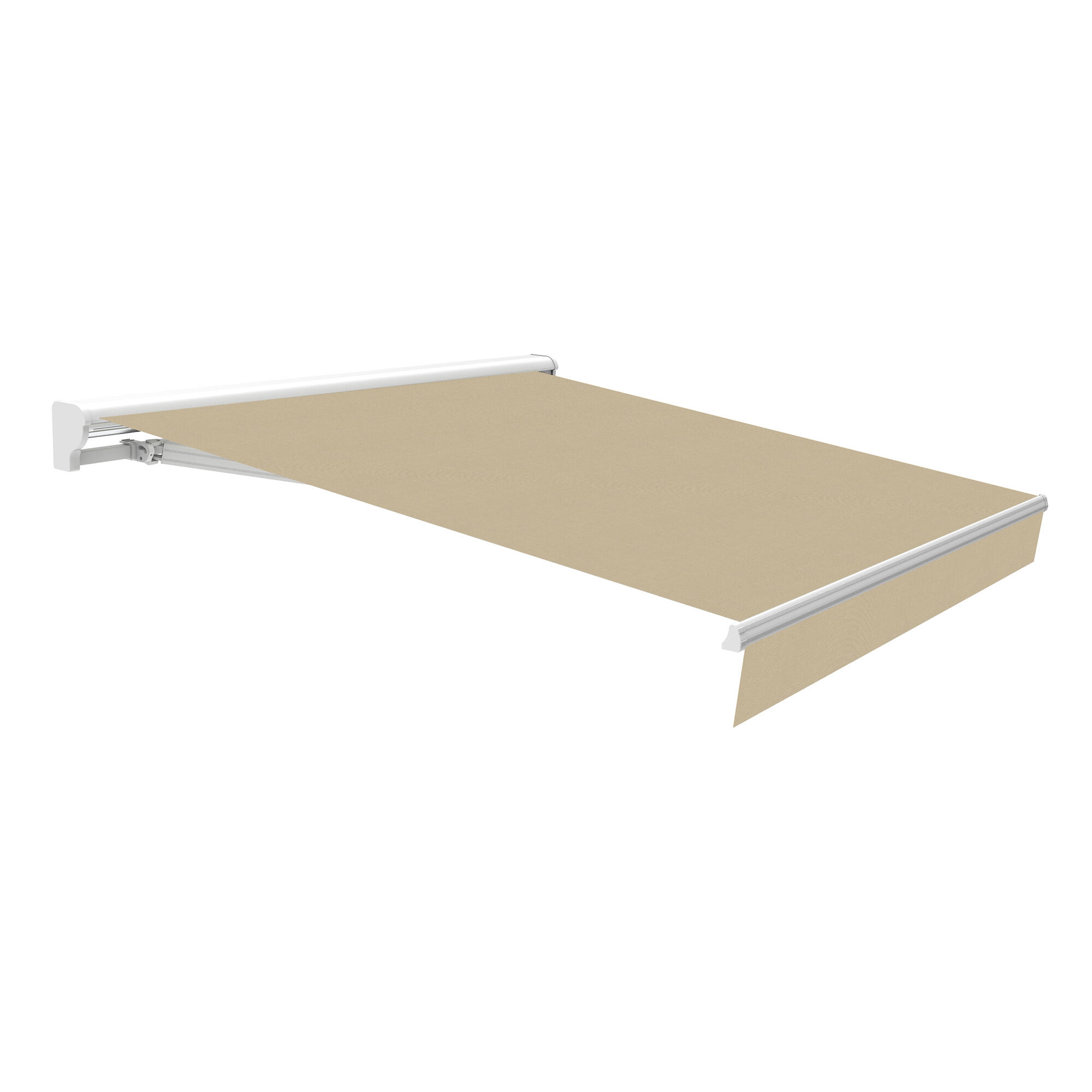 Toldo brazo extensible terraza osaka motorizado semicofre blanco tela beige 3x2m