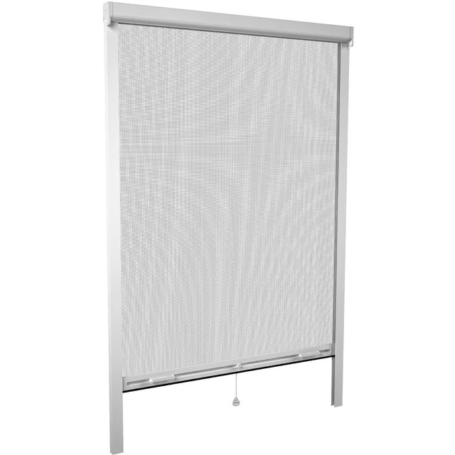 Mosquitera enrollable vertical 160x160cm aluminio recortable blanco para ventana tela fibra de vidrio negra