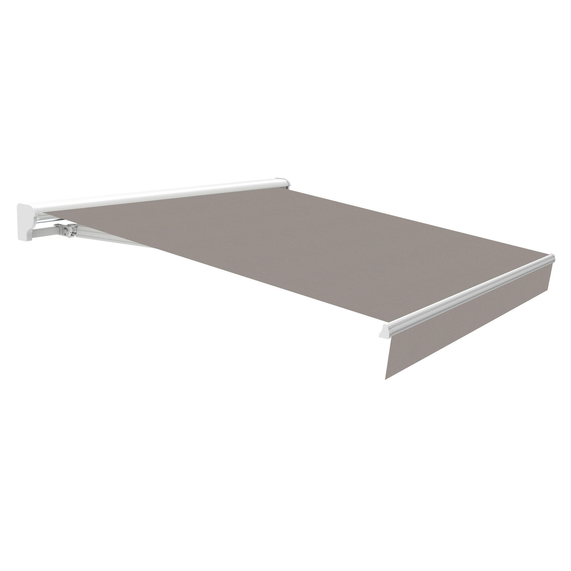 Toldo brazo extensible terraza osaka motorizado semicofre blanco tela gris 6x3m