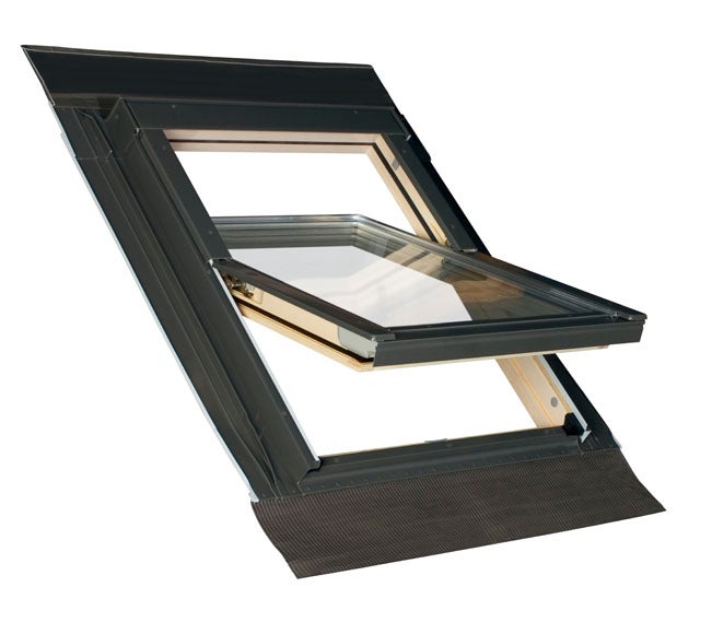 Ventana de techo madera marrón ftk-v u2 artens giratoria manual de 78x98 cm