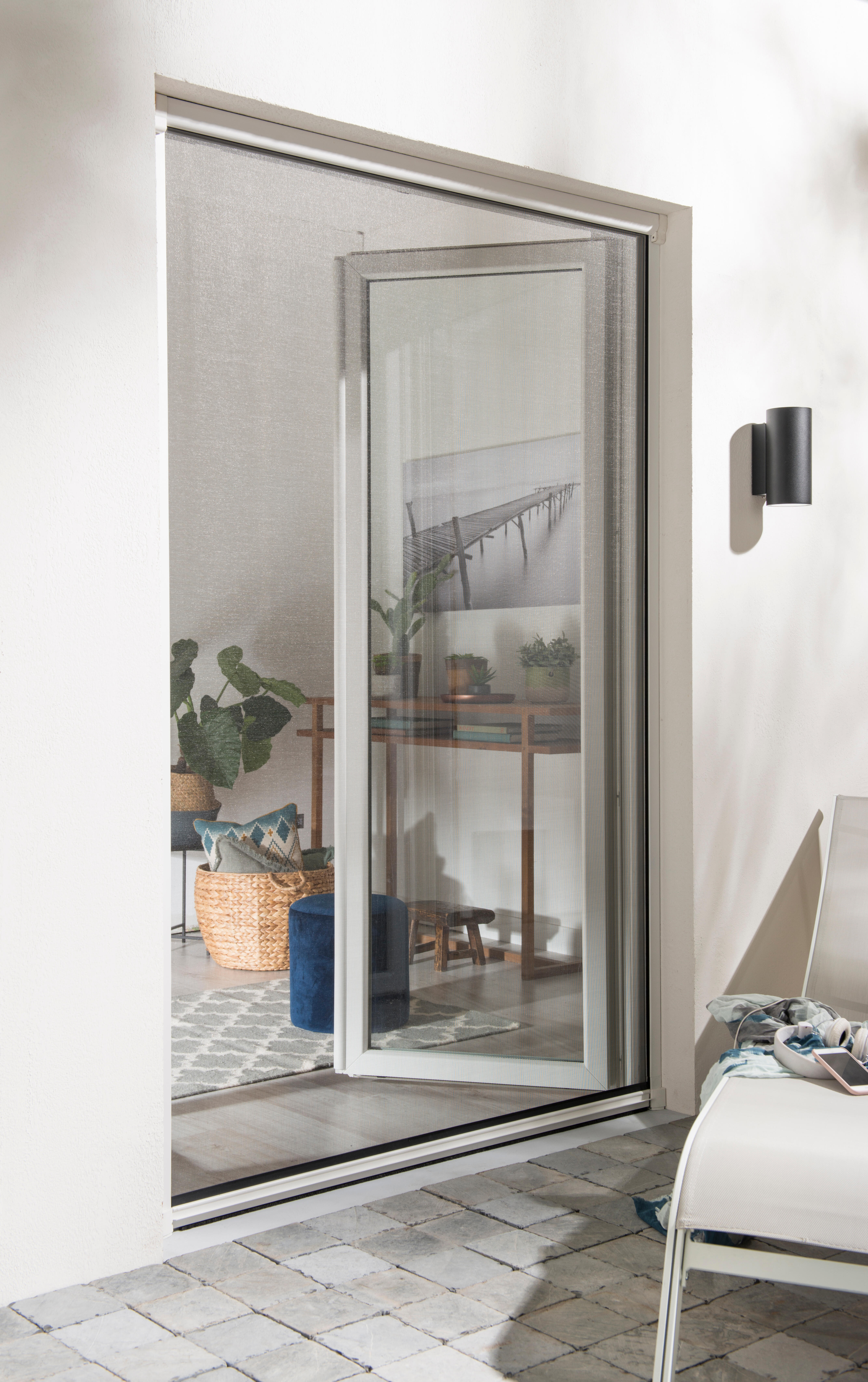 Mosquitera enrollable vertical 100x230cm aluminio recortable blanco para puerta tela fibra de vidrio negra Isoxa - 11