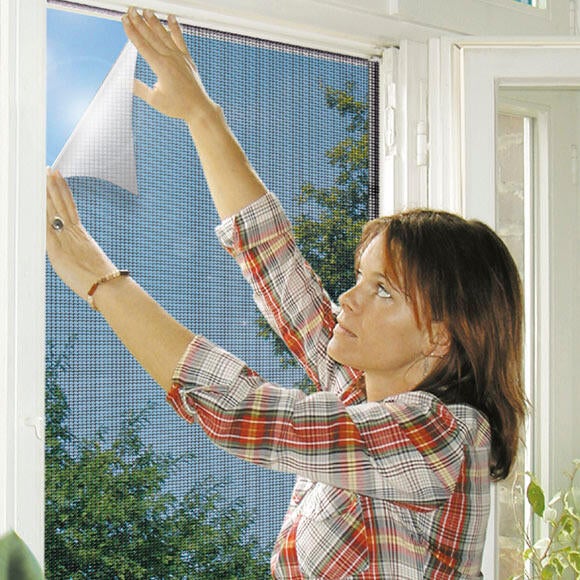 Tela de mosquitera poliester gris adhesiva 130x150cm recortable gris para ventana - 3