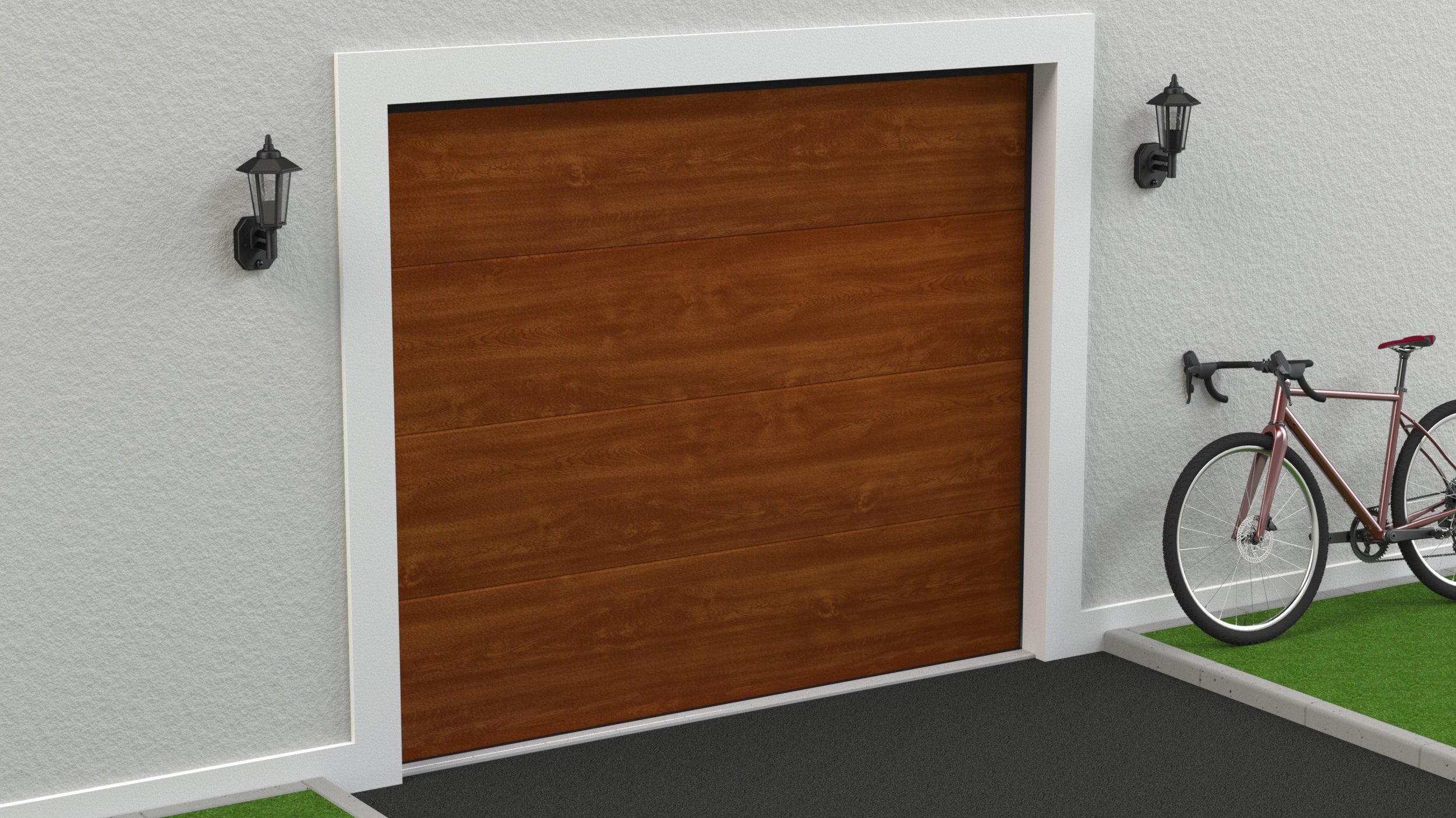 Puerta de garaje motorizada imitación roble dorado de 250x212,5 cm tg