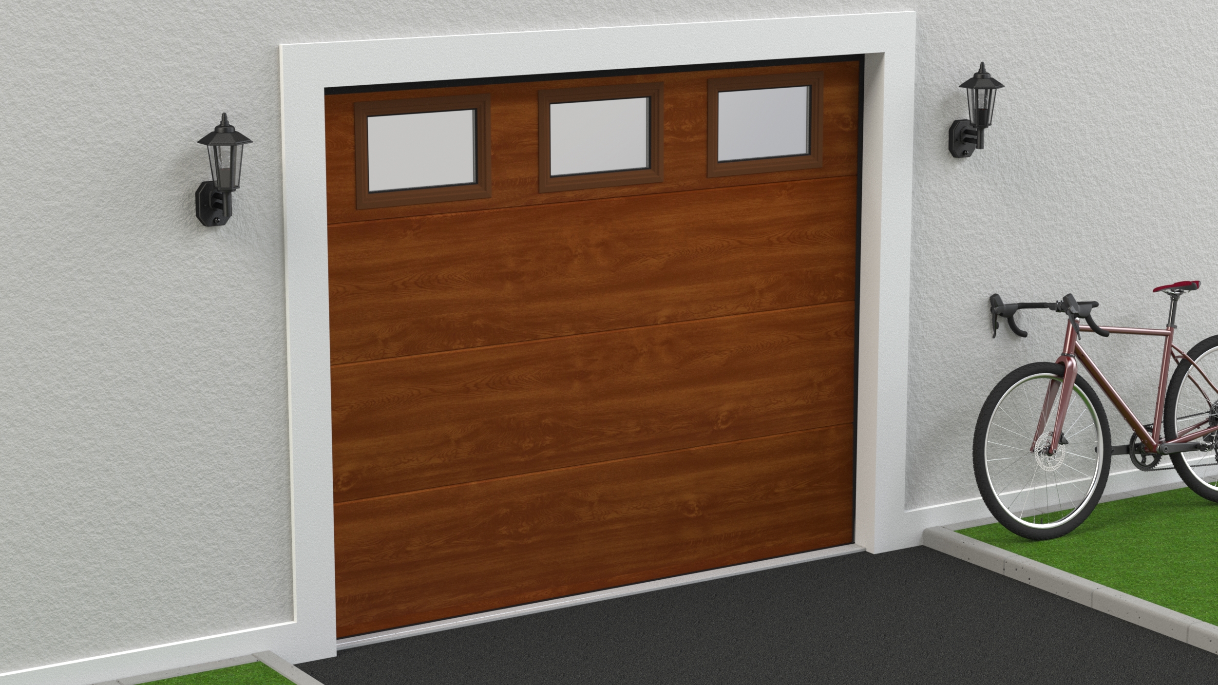 Puerta de garaje seccional space roble de 212,5x250 cm tg