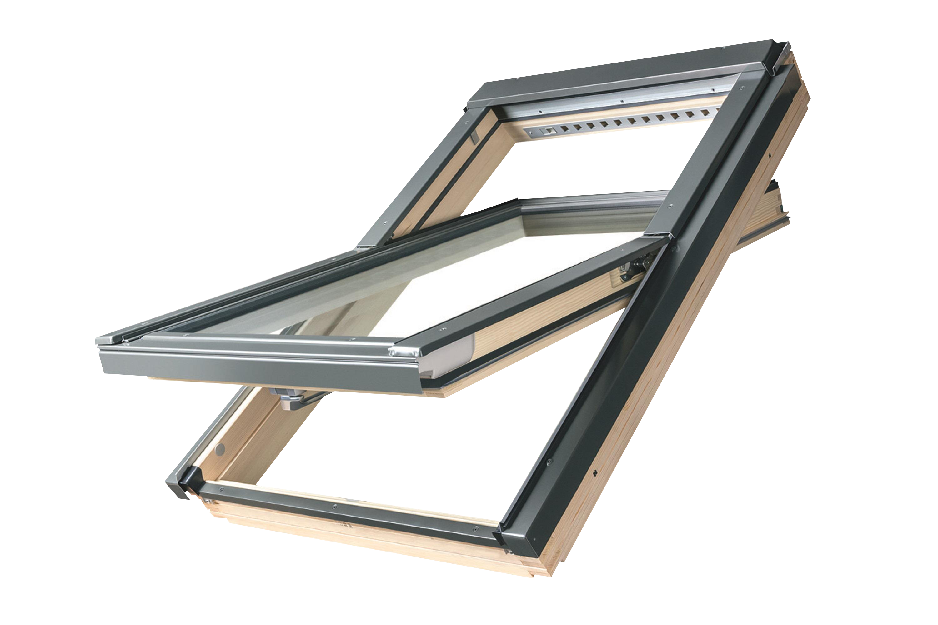 Ventana de techo de madera blanco ftp-vu3 giratoria manual de 55x98 cm