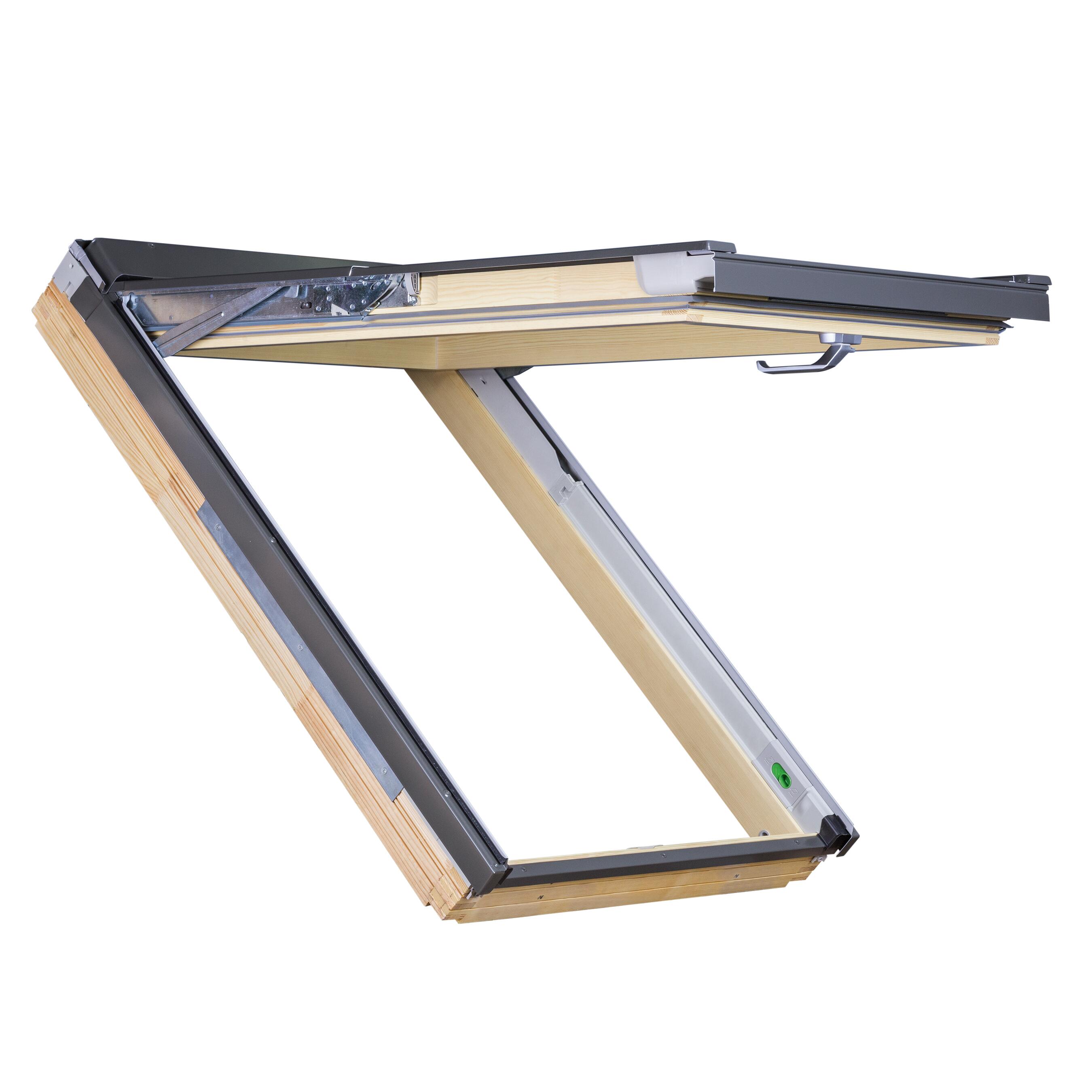 Ventana de techo madera marrón FPP-VU proyectante, giratoria manual de 55x118 cm - 4