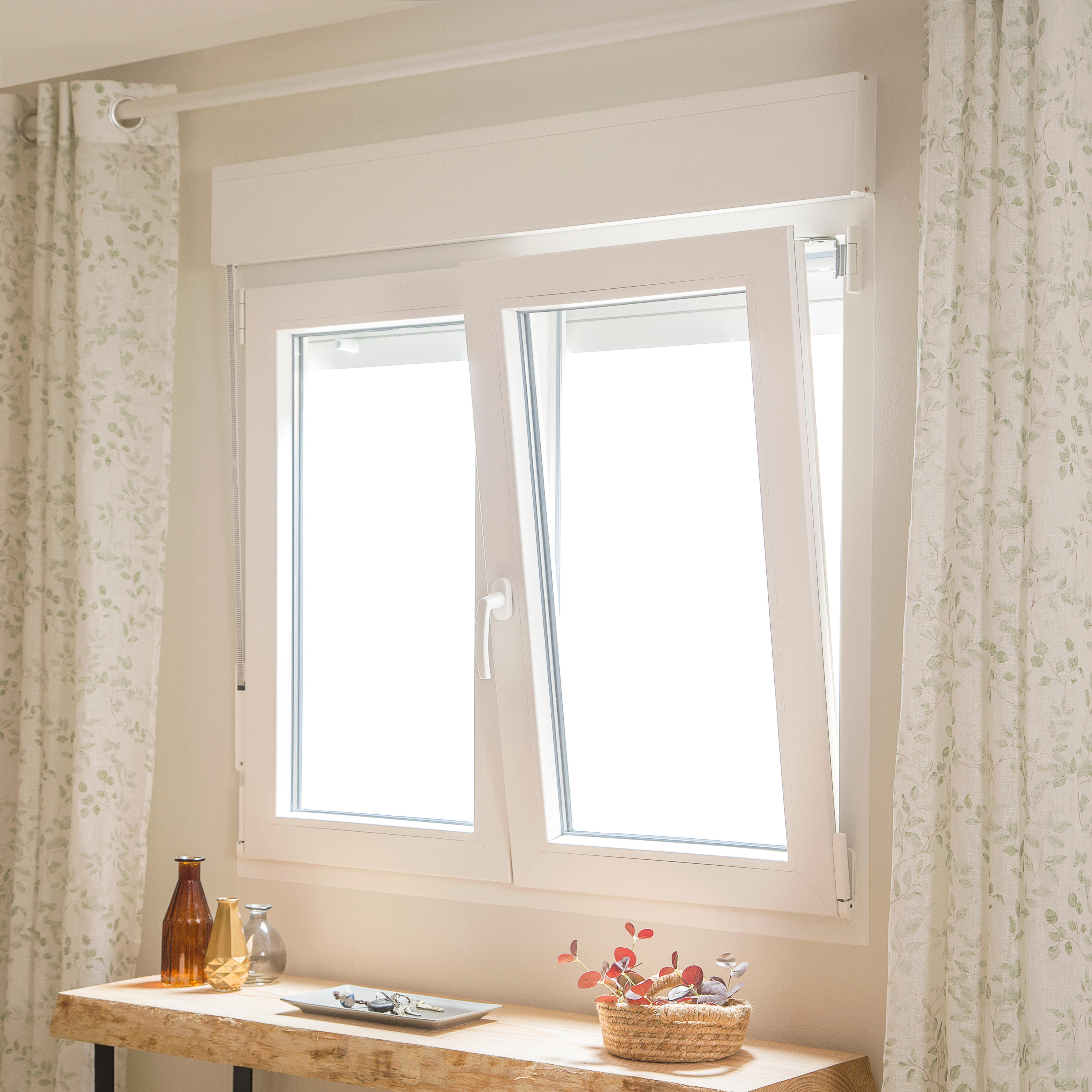Ventana PVC 120x115cm oscilobatiente blanca doble acristalamiento transparente 4/16/4 bajo emisivo con persiana - 12
