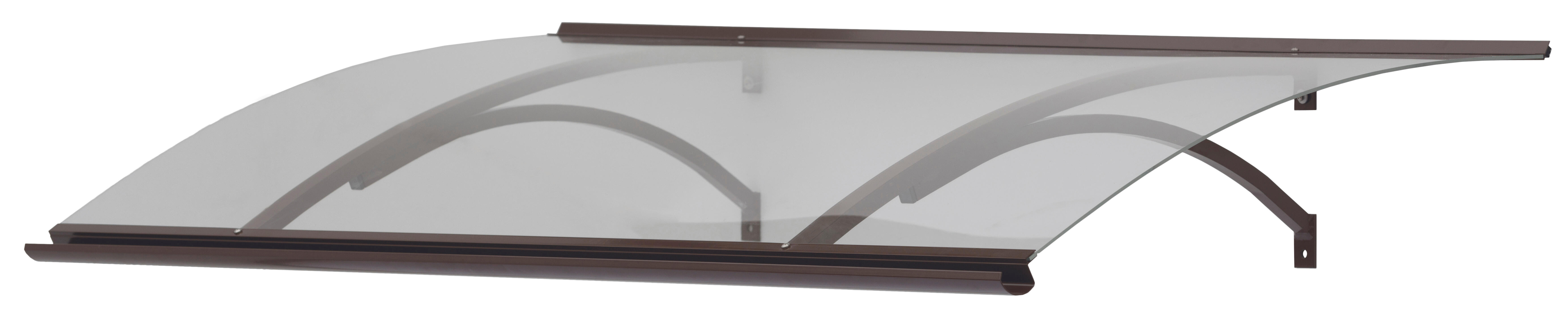 Marquesina de aluminio marrón y cubierta de acrílico blanco 25x160 cm