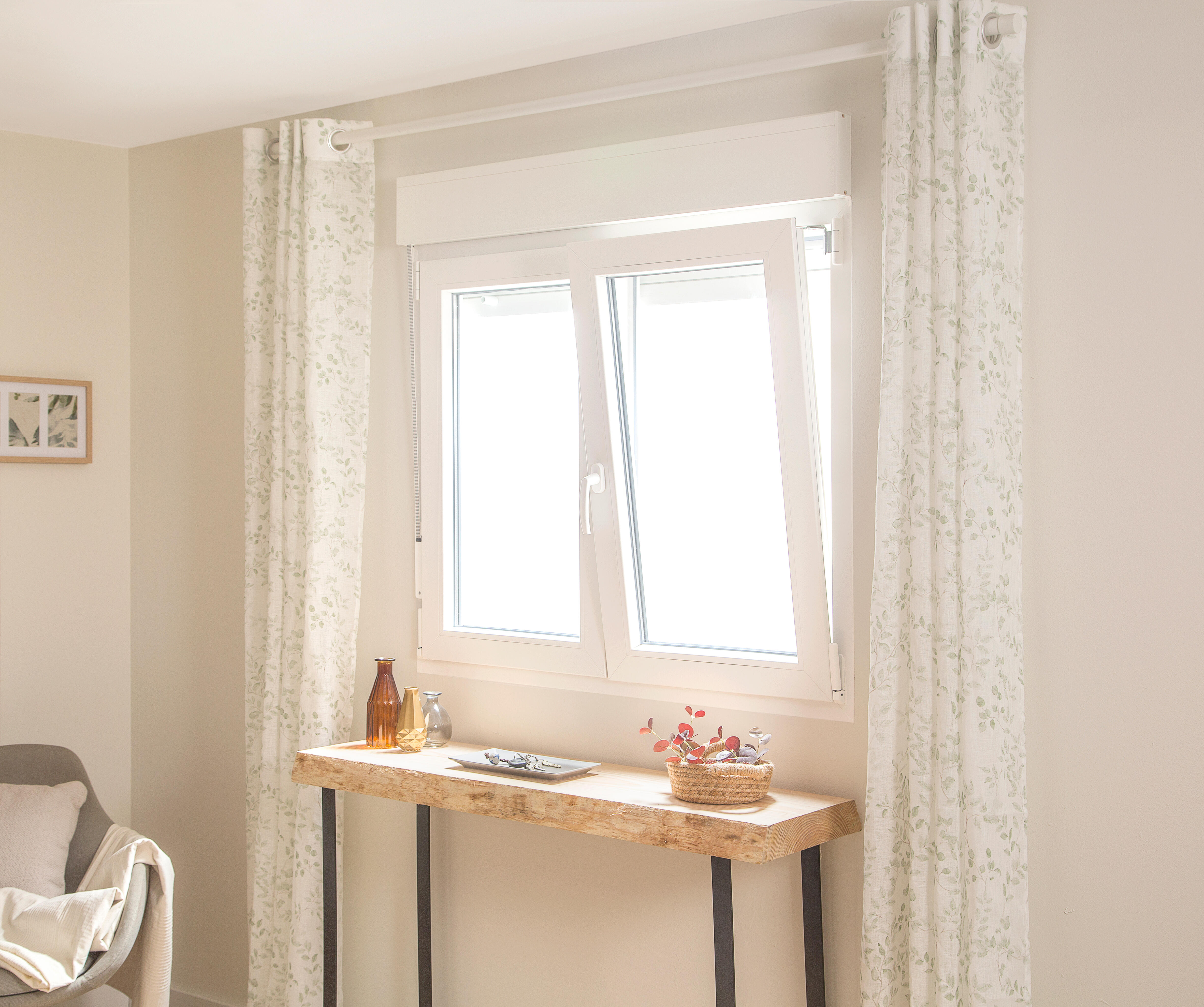 Ventana PVC 120x115cm oscilobatiente blanca doble acristalamiento transparente 4/16/4 bajo emisivo con persiana - 11