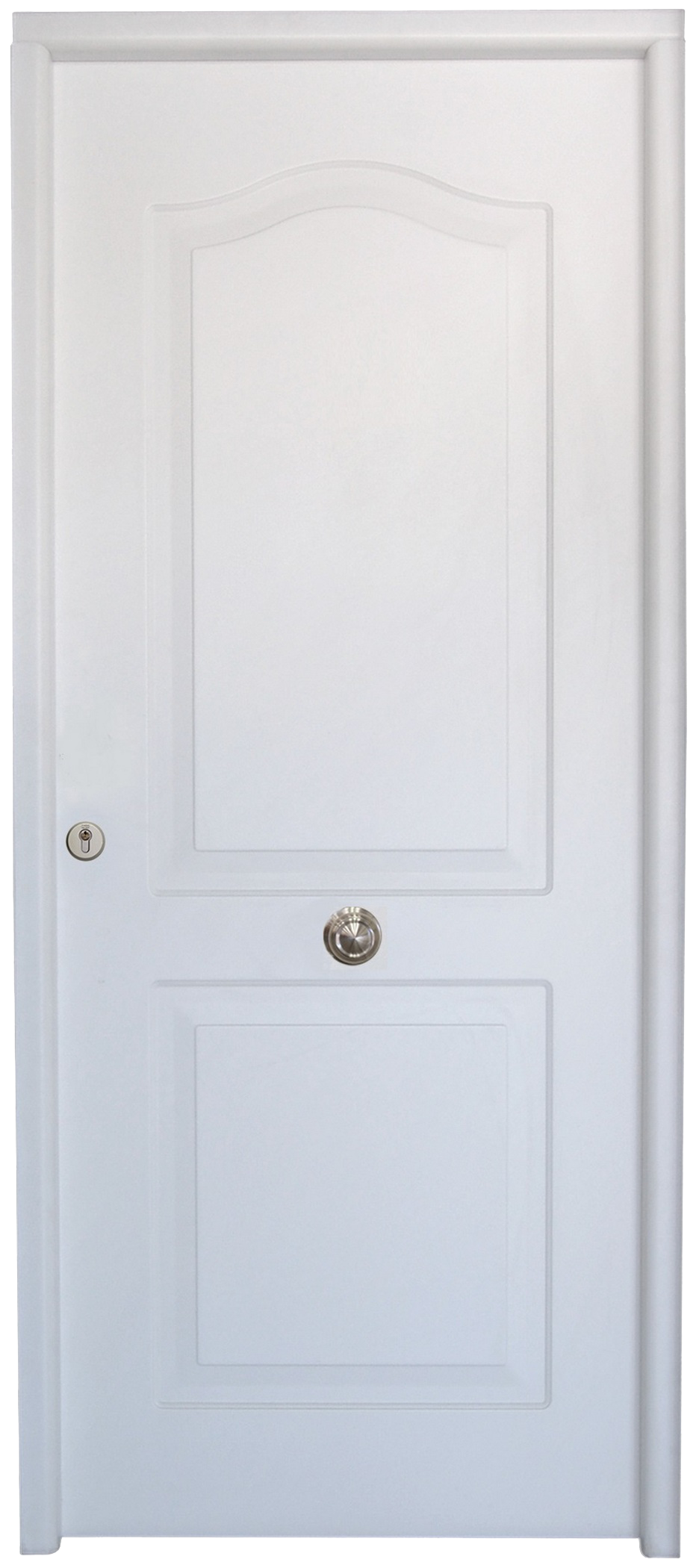 Puerta de entrada metálica serie basic metal semiprovenzal blanco /interior liso blanco apertura derecha 210x90cm