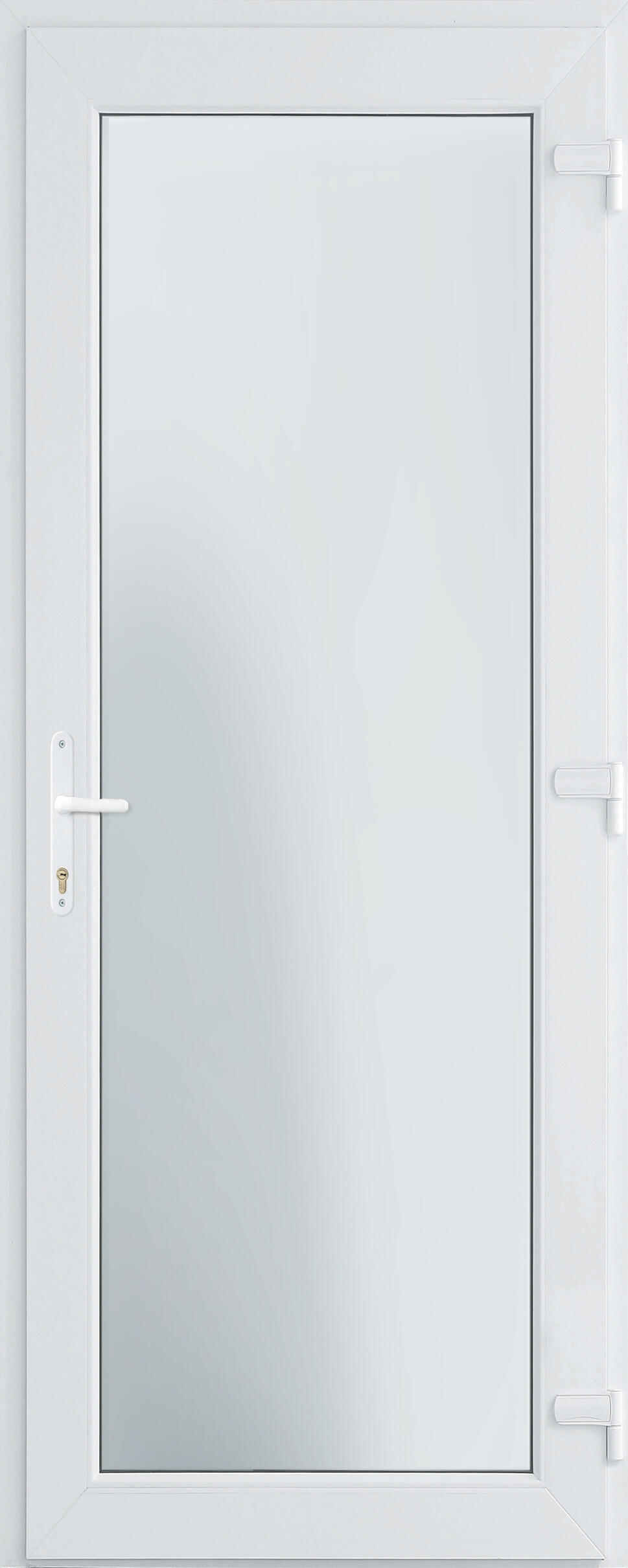 Puerta de entrada serie Basic pvc Menorca cristal transparente diseño liso color blanco apertura derecha 200x80cm - 16