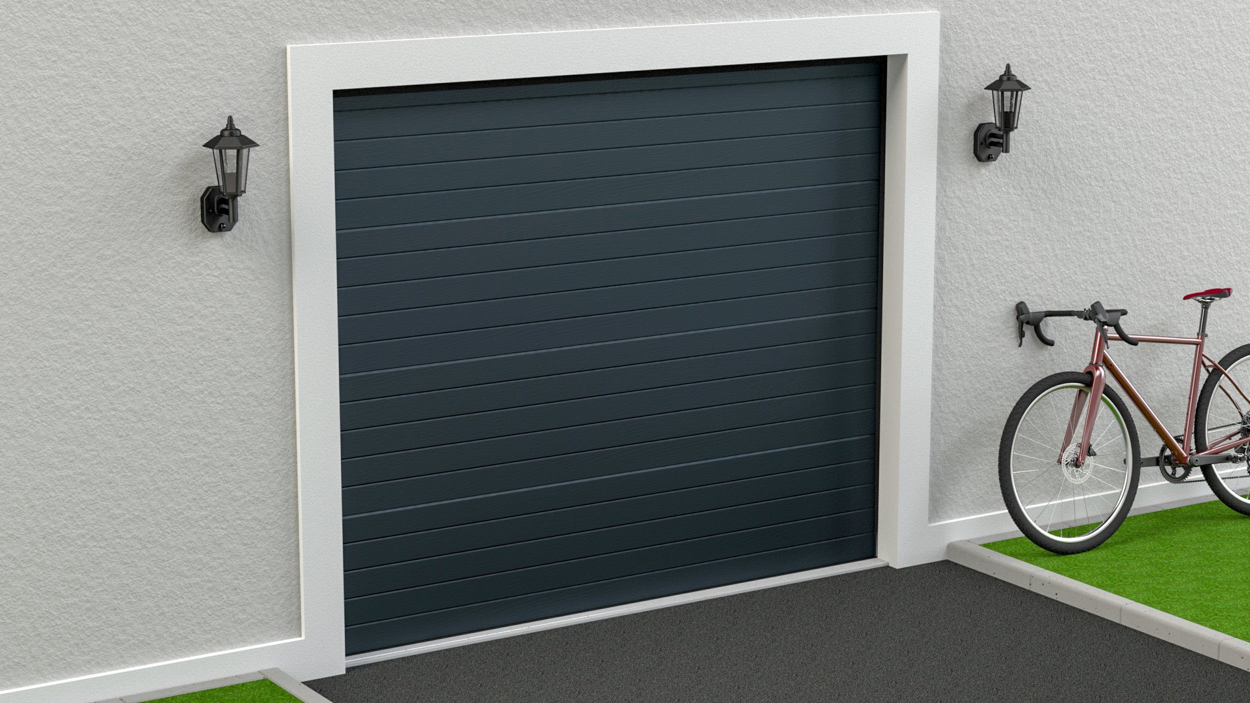 Puerta de garaje motorizada gris de 250x212,5 cm tg