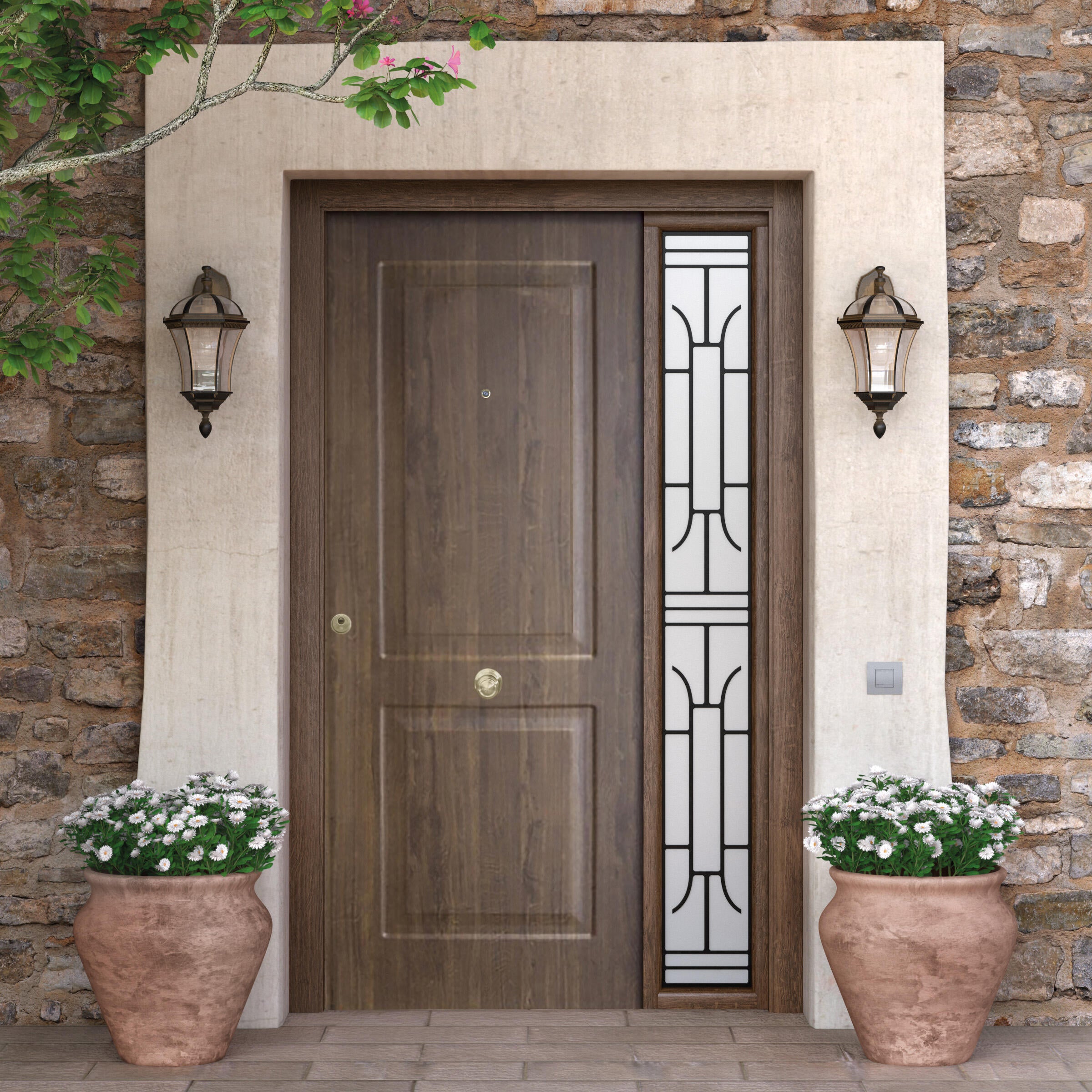 Puerta de entrada metálica saga roble viejo derecha e 90x210 cm