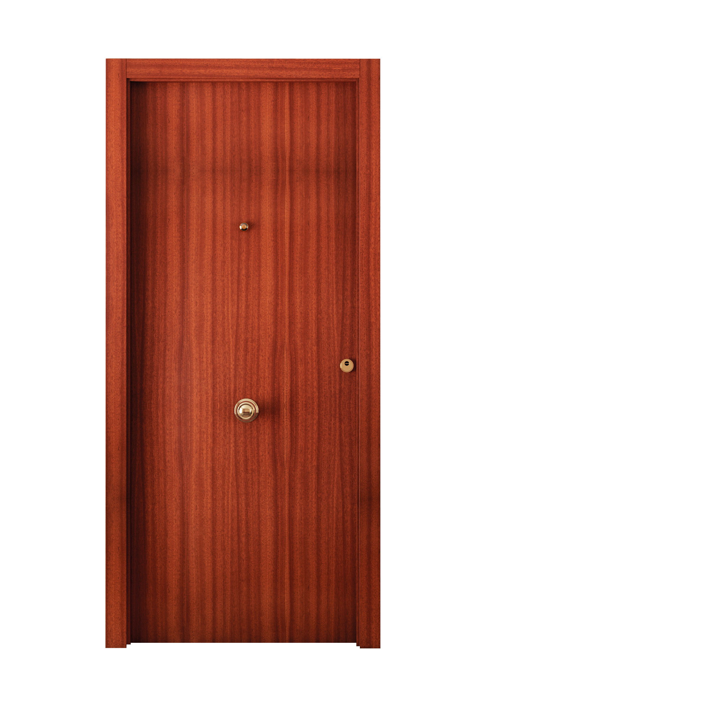 Puerta de entrada blindada serie 3P liso sapelly / interior liso  blanco apertura izquierda 205x86cm - 12
