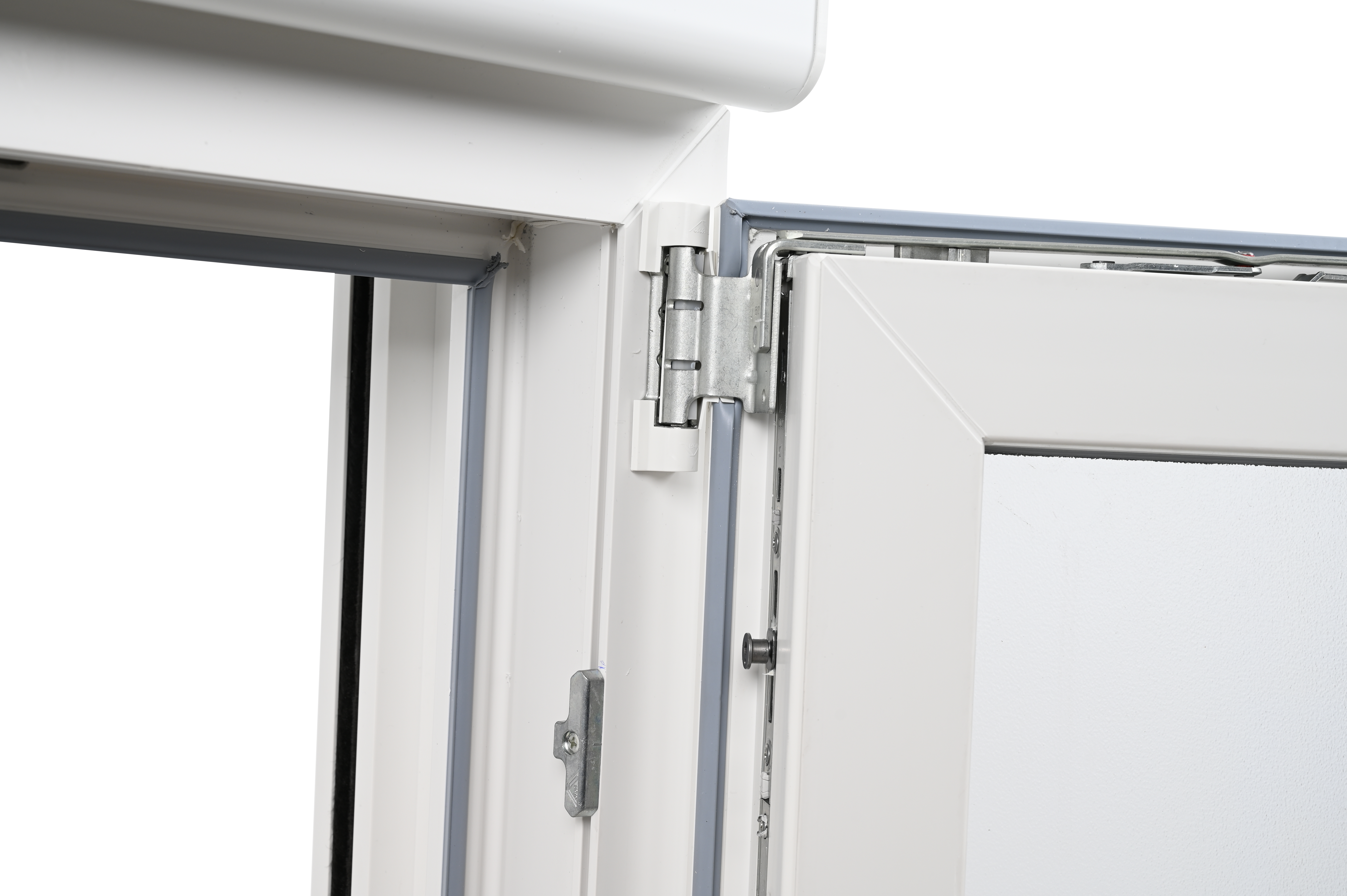 Balconera PVC blanca practicable con cerradura 90X200 cm - 14