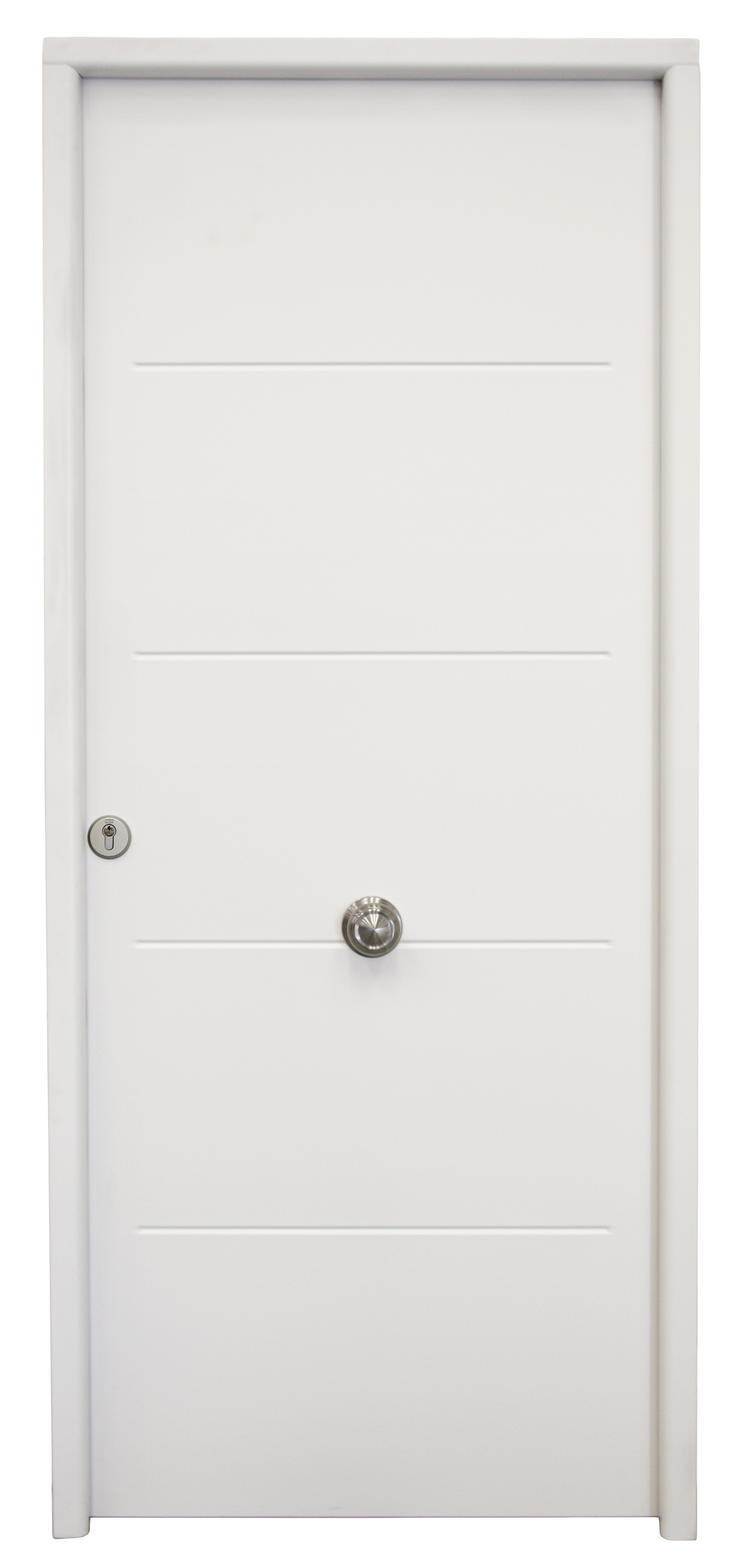 Puerta de entrada metálica serie saga multi 1105 semiprovenzal blanco /interior liso blanco apertura derecha 210x90cm