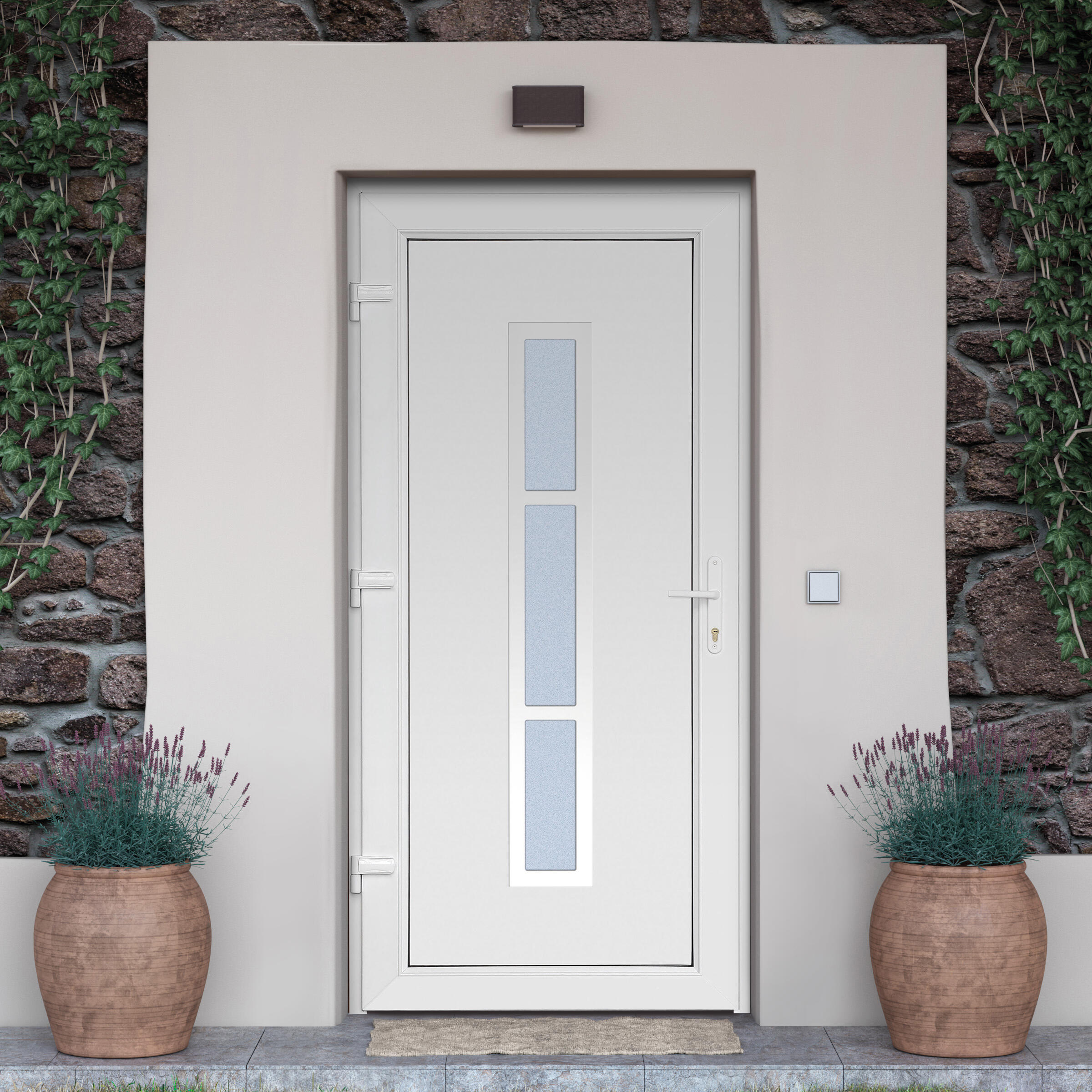 Porta de entrada de PVC ALABAMA 98X208CM BRANCA DIREITA - 8