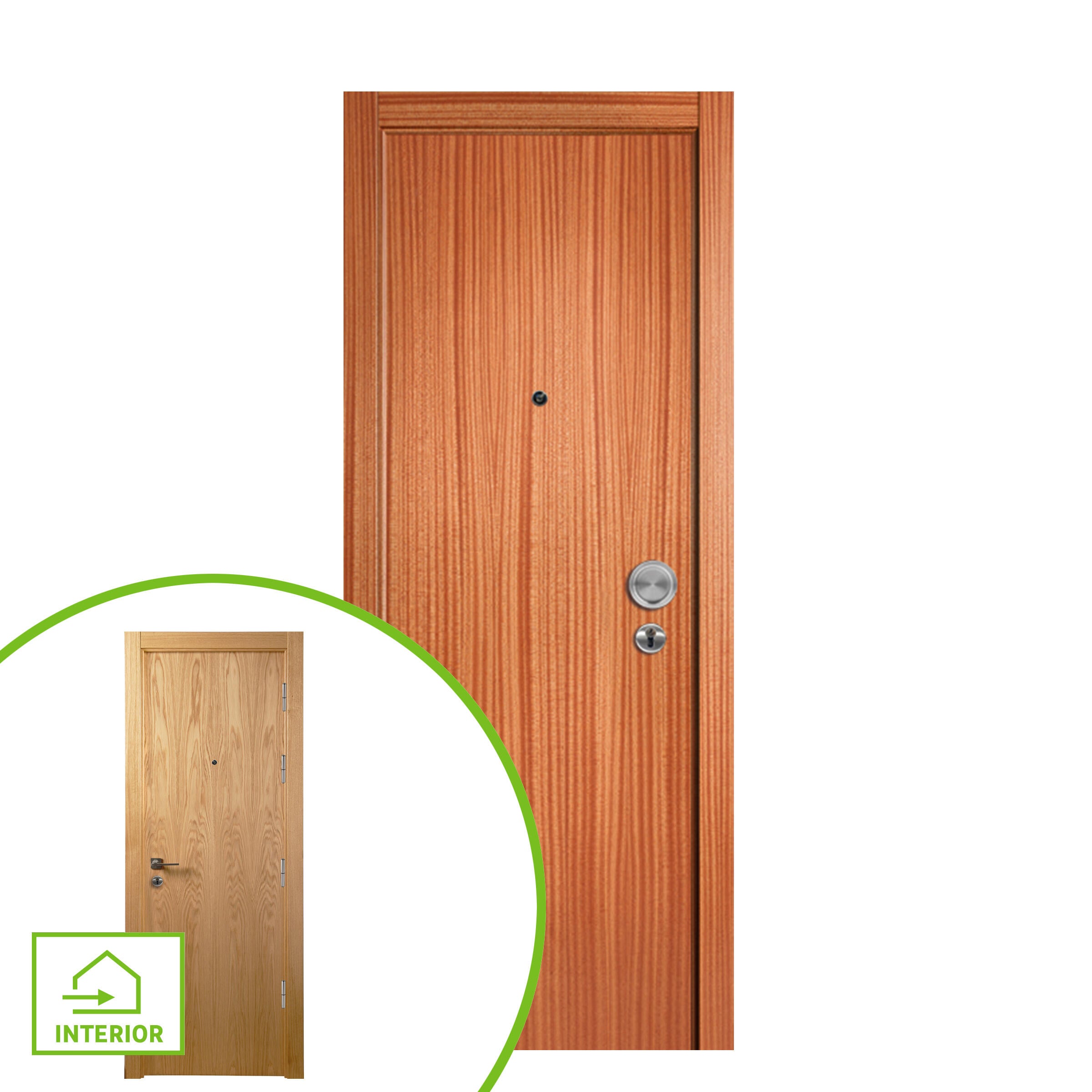 Puerta de entrada blindada serie 3P liso sapelly / interior liso  roble apertura izquierda 205x86cm - 6