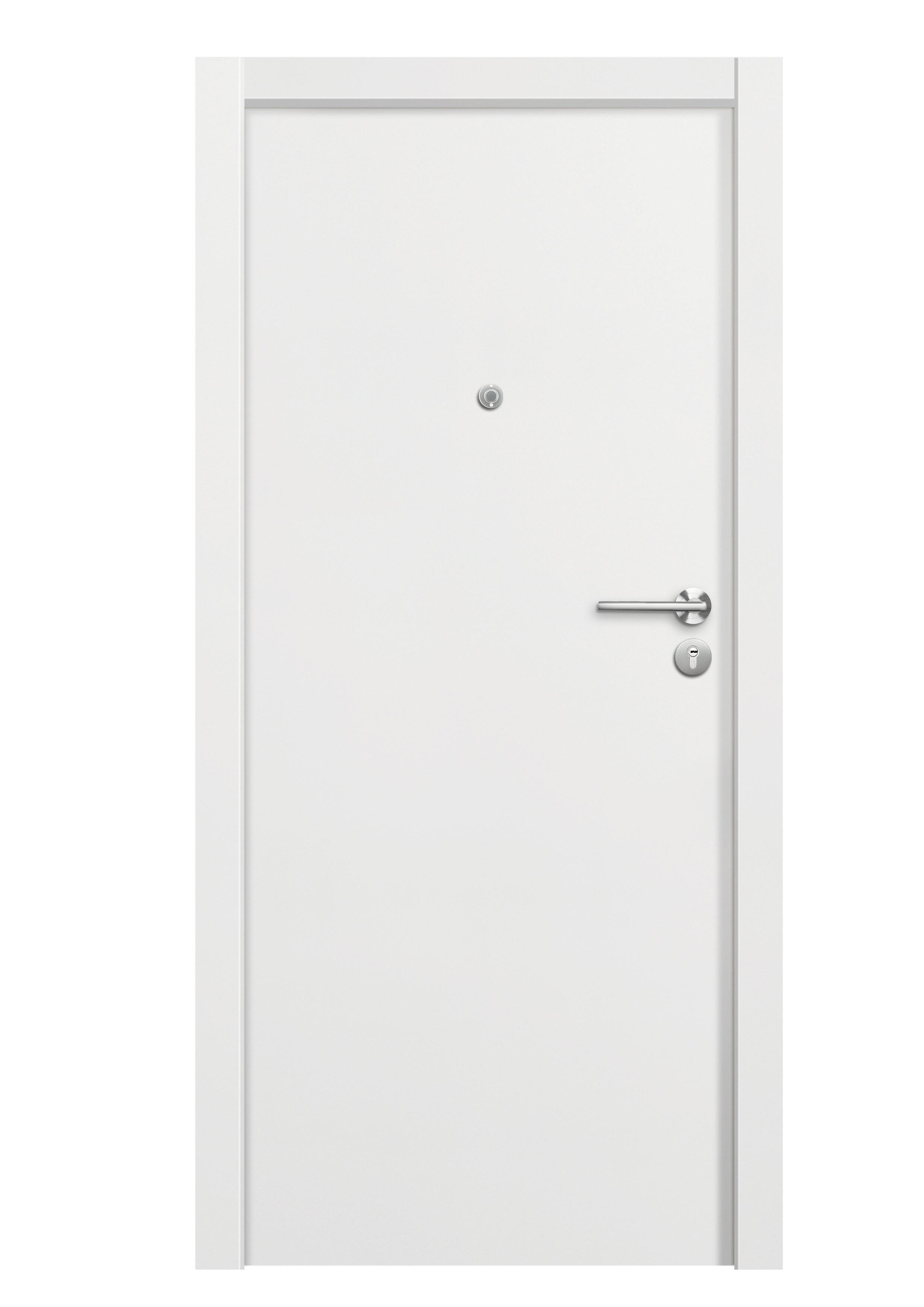 Puerta de entrada blindada serie 3P liso blanco / interior liso  blanco apertura izquierda 205x86cm - 4