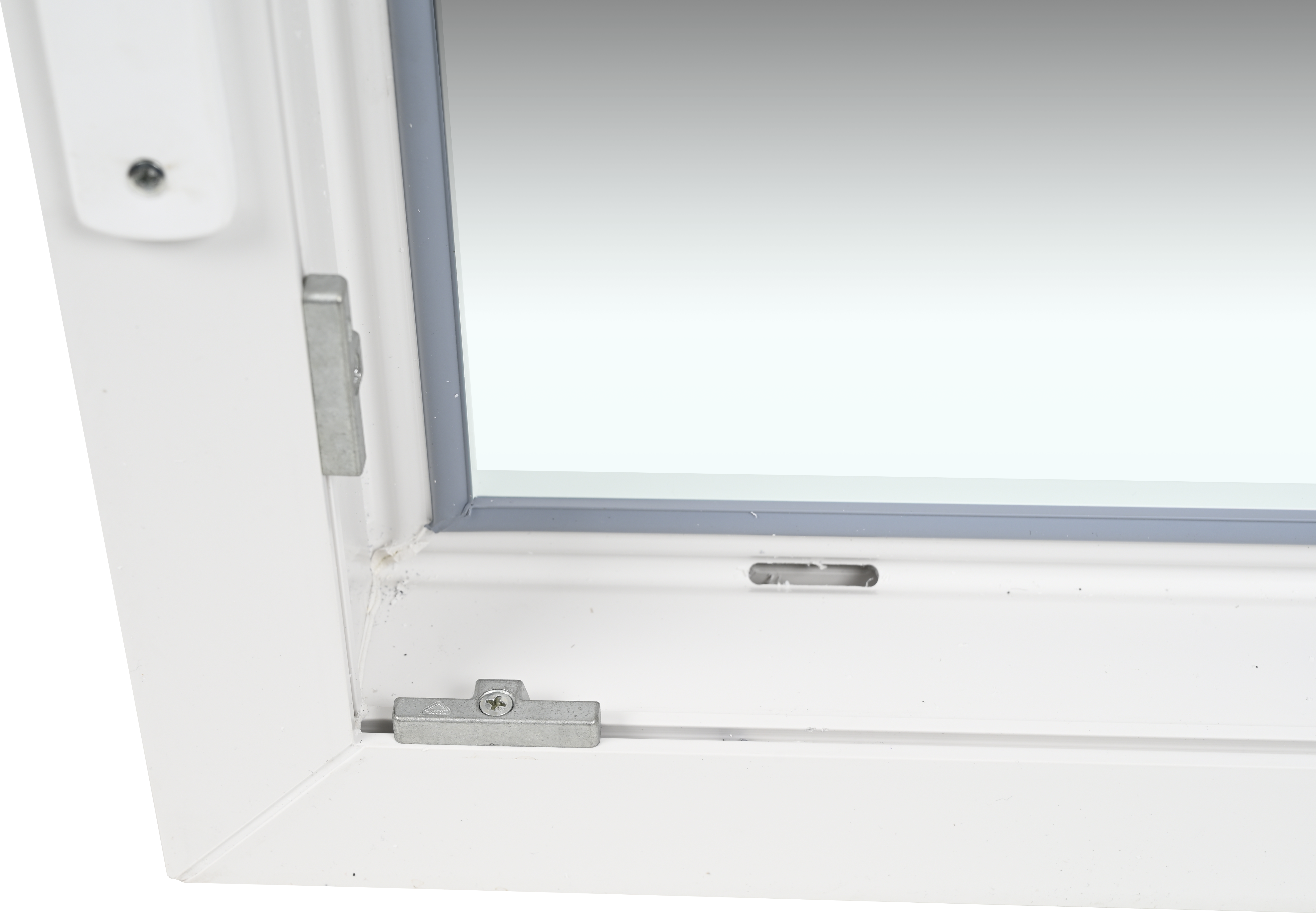 Balconera PVC blanca practicable con cerradura 90X200 cm - 8