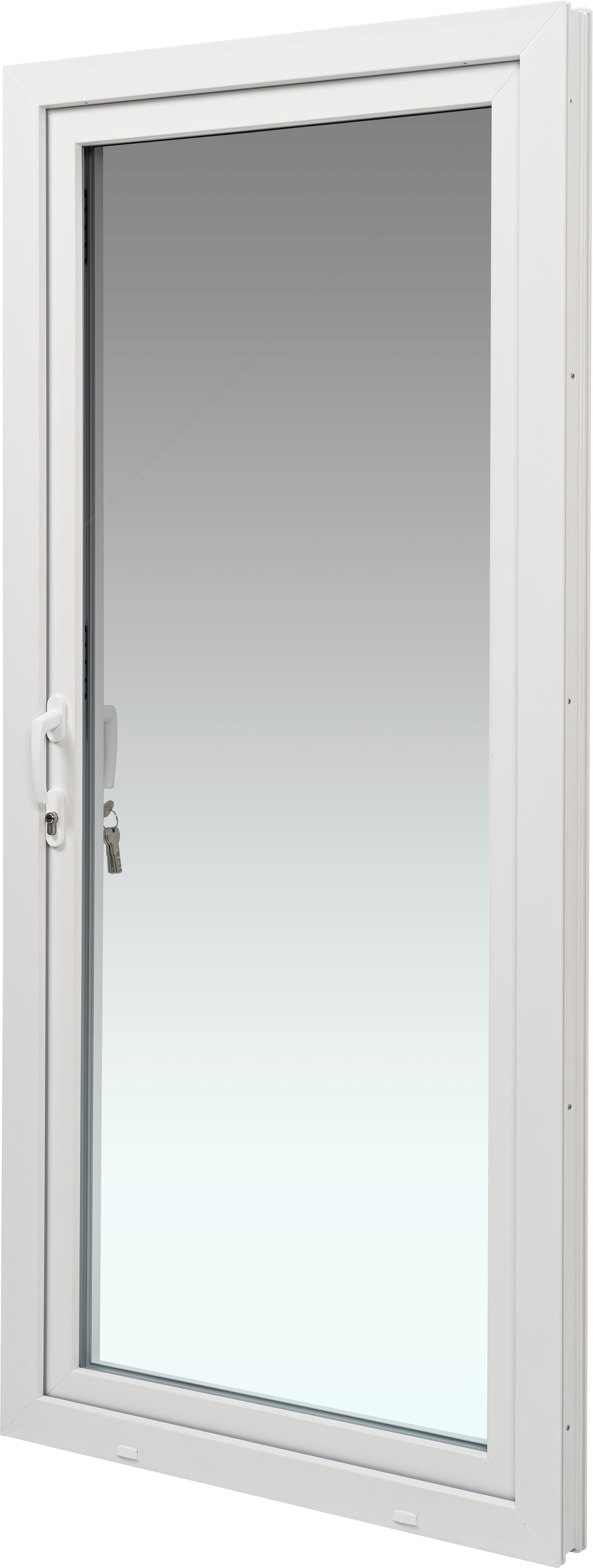 Balconera PVC blanca practicable con cerradura 90X200 cm - 2