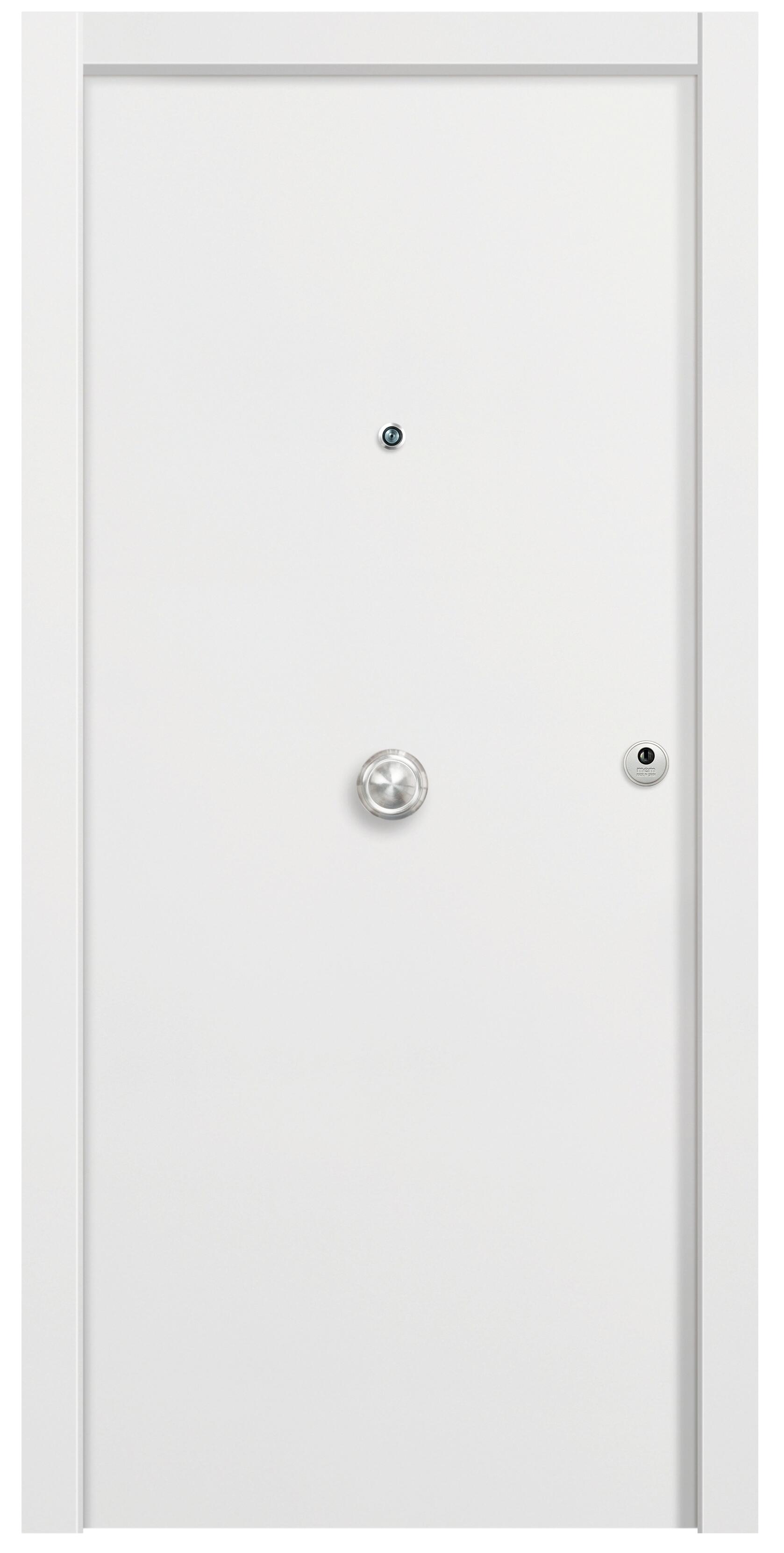 Puerta de entrada blindada serie 3P liso blanco / interior liso  blanco apertura izquierda 205x86cm - 3