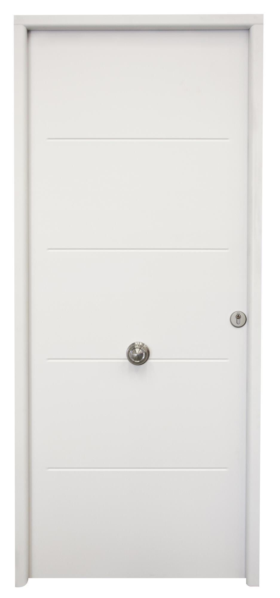 Puerta de entrada metálica serie saga multi 1105 semiprovenzal blanco /interior liso blanco apertura izquierda 210x90cm