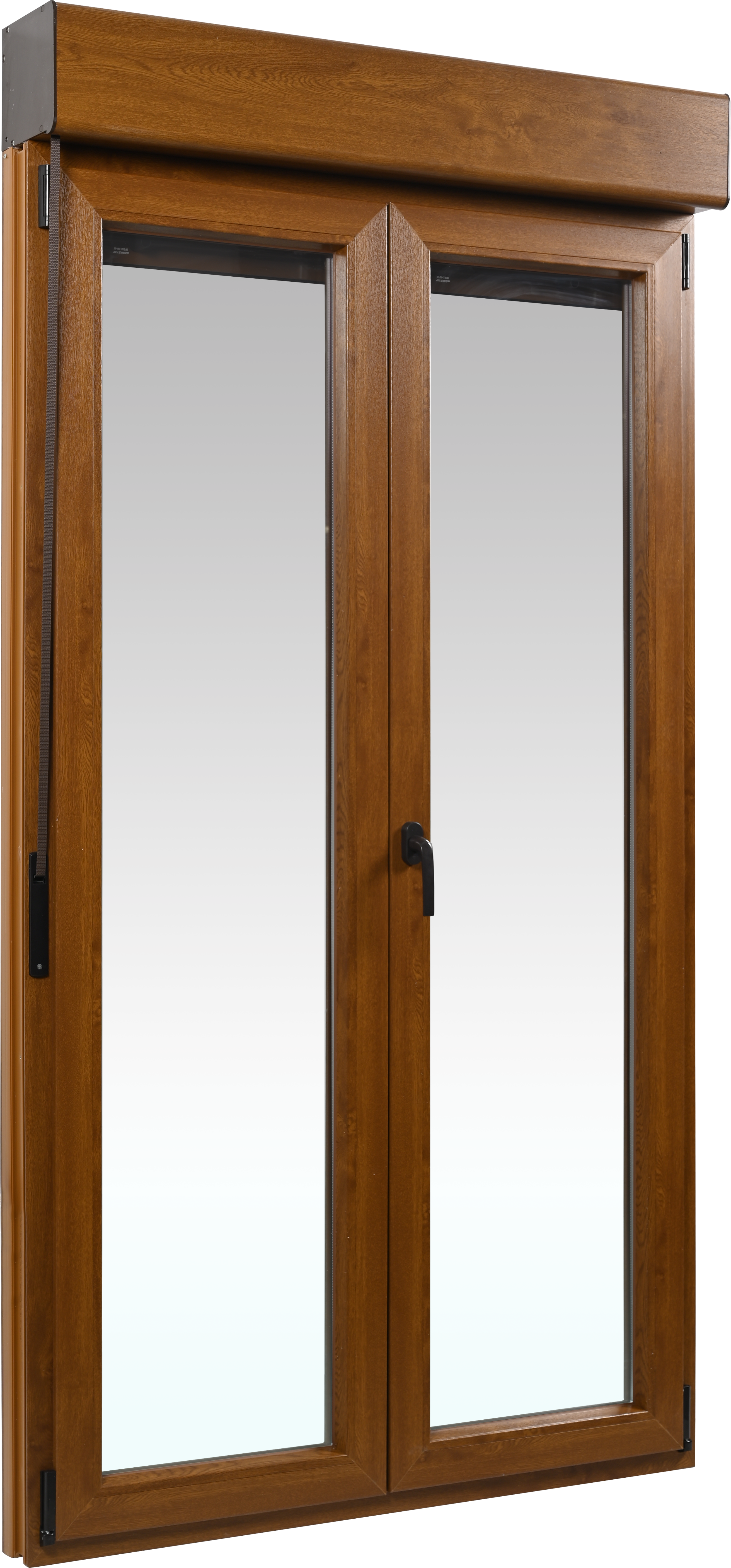 Balconera PVC ISOXA roble oscilobatiente con persiana de 120x229cm - 4
