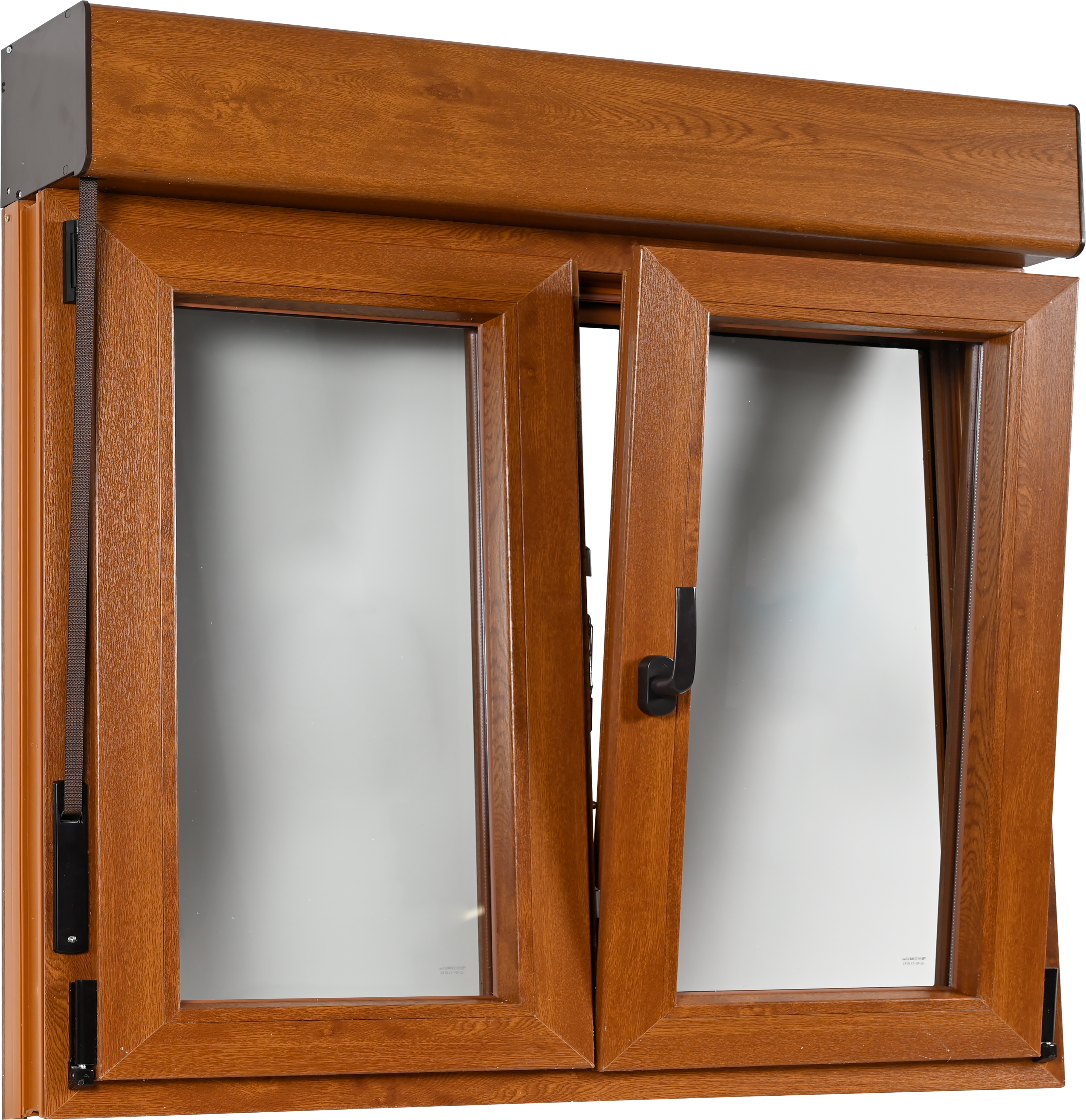 Ventana PVC 140x129cm oscilobatiente roble Isoxa doble acristalamiento transparente 4/16/4 bajo emisivo con persiana - 5