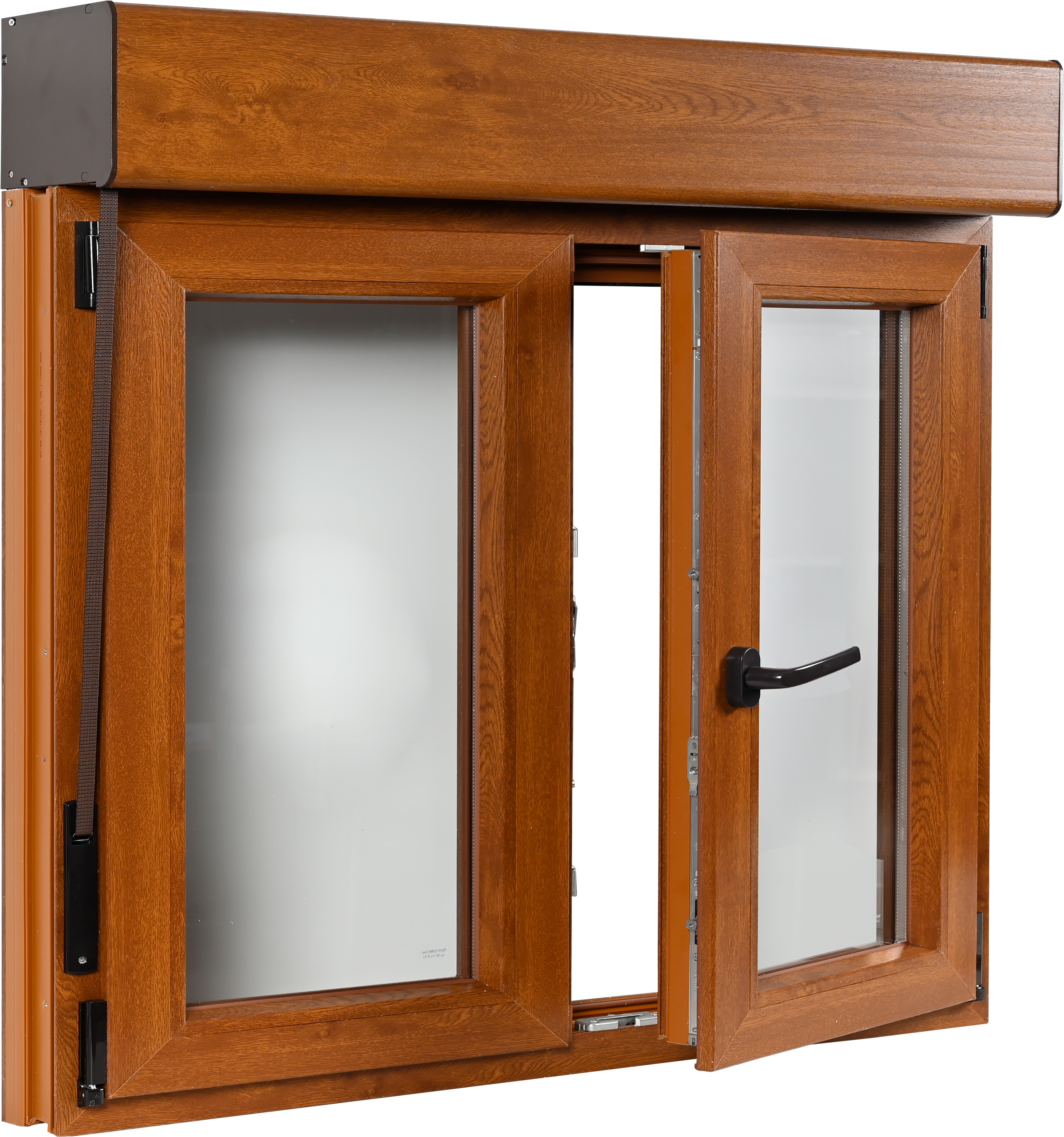 Ventana PVC 140x129cm oscilobatiente roble Isoxa doble acristalamiento transparente 4/16/4 bajo emisivo con persiana - 4