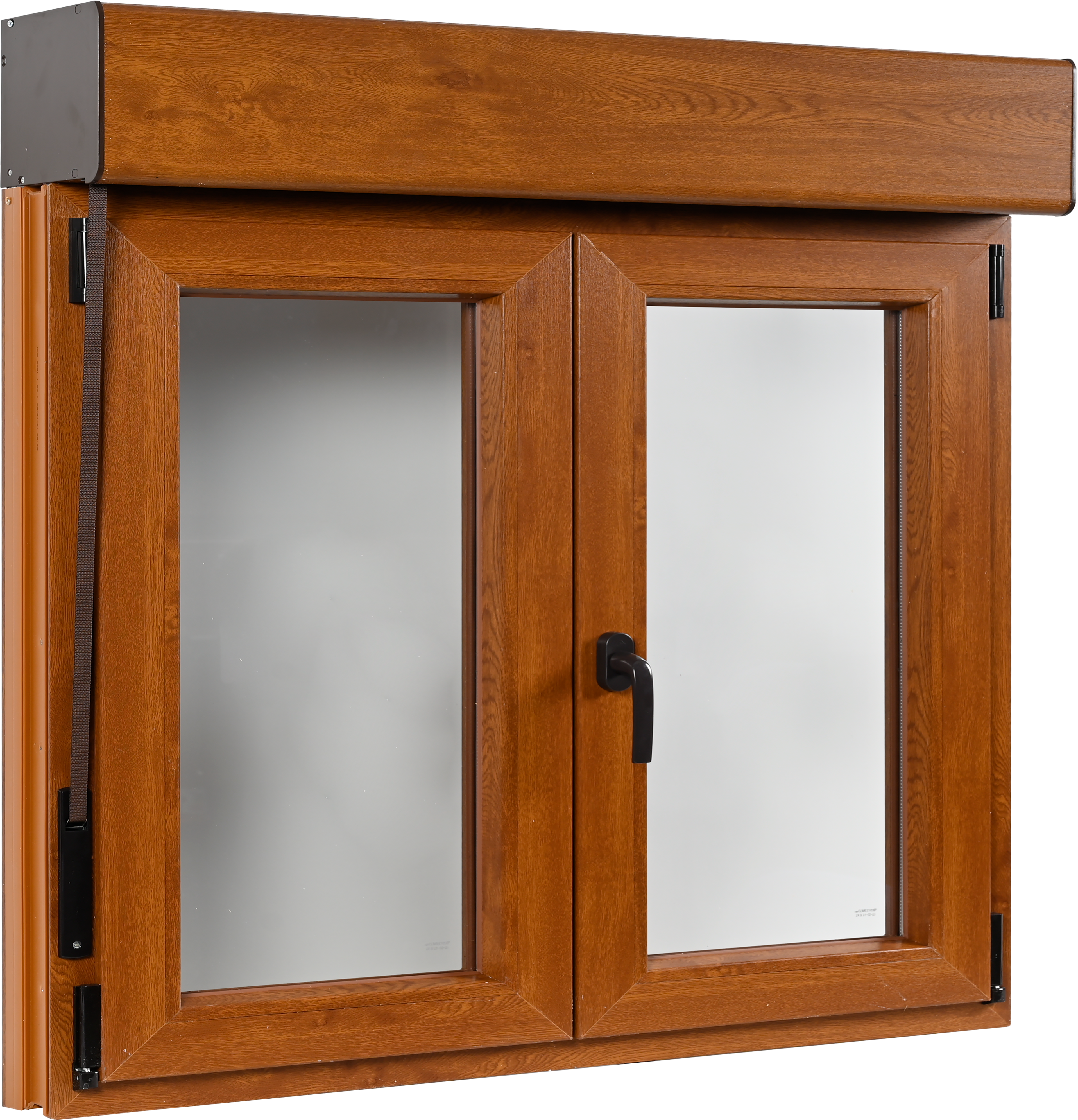 Ventana PVC 140x129cm oscilobatiente roble Isoxa doble acristalamiento transparente 4/16/4 bajo emisivo con persiana - 3