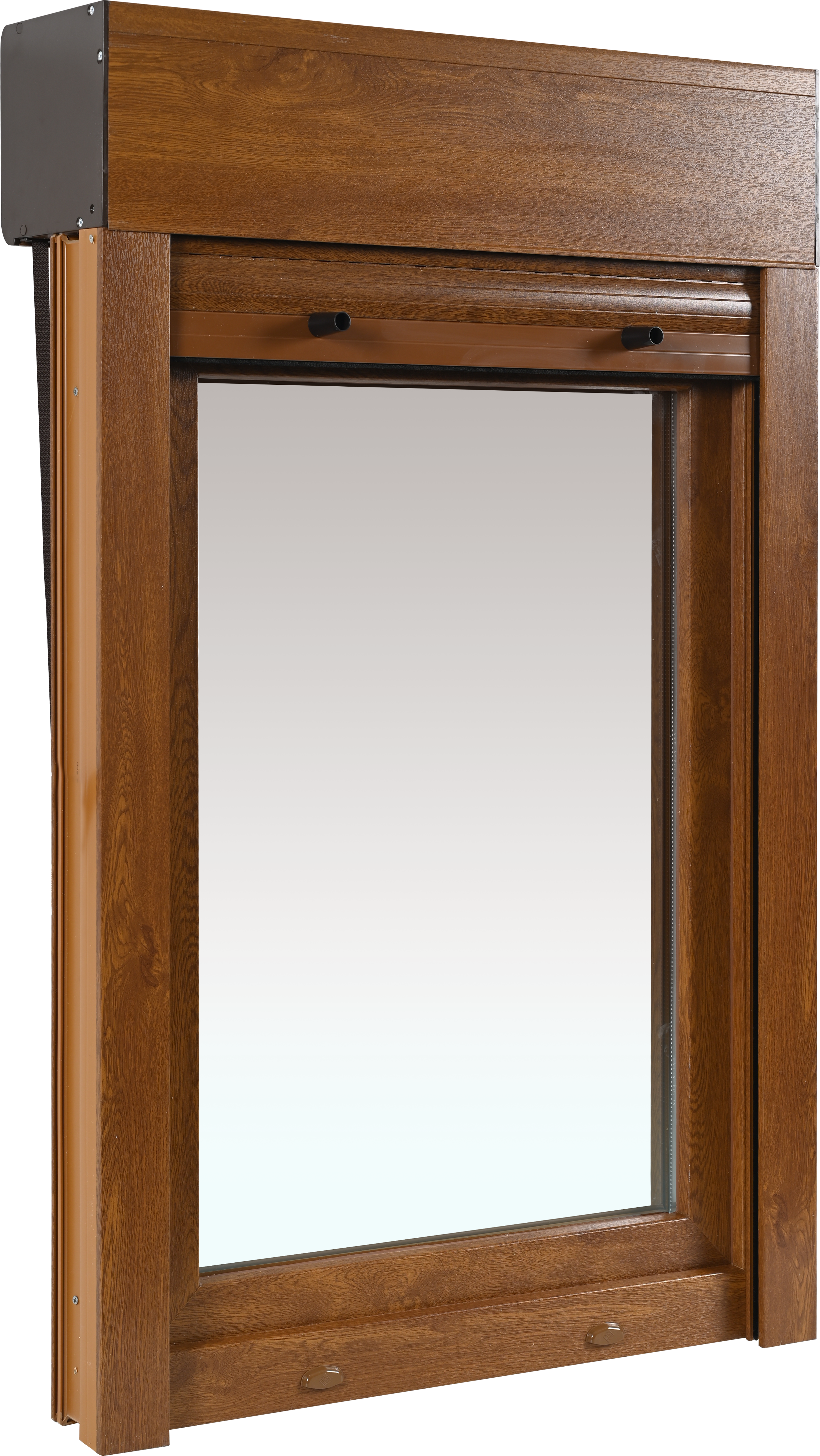 Ventana pvc artens roble oscilobatiente con persiana 75x119 cm