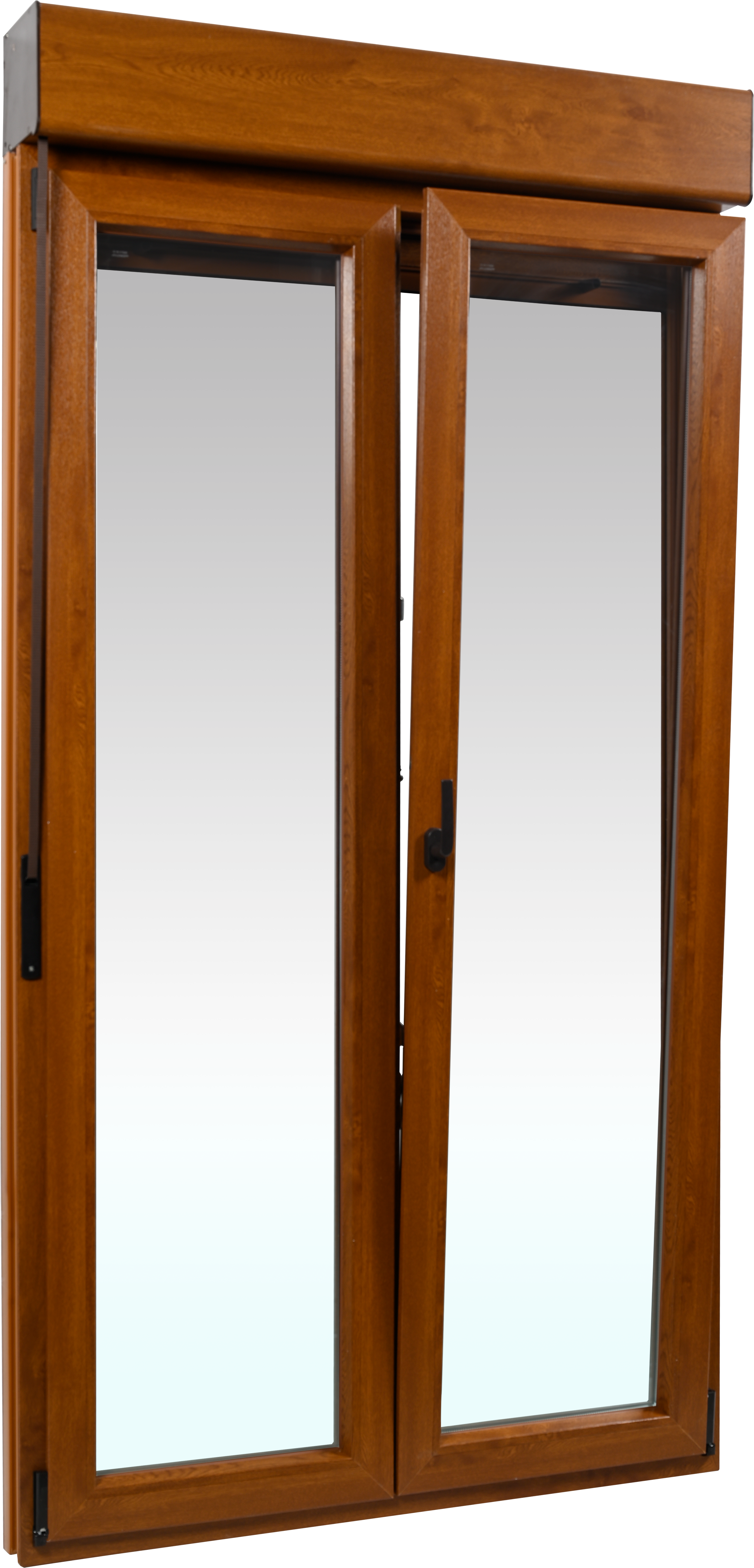 Balconera PVC ISOXA roble oscilobatiente con persiana de 120x229cm - 3
