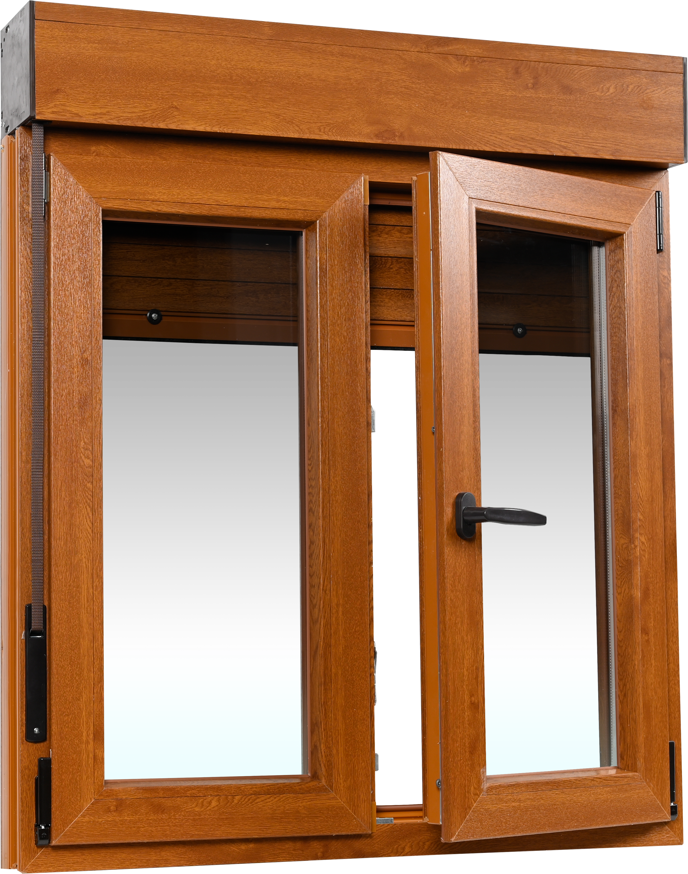 Ventana PVC 100x115cm oscilobatiente roble doble acristalamiento transparente 4/16/4 bajo emisivo con persiana - 5