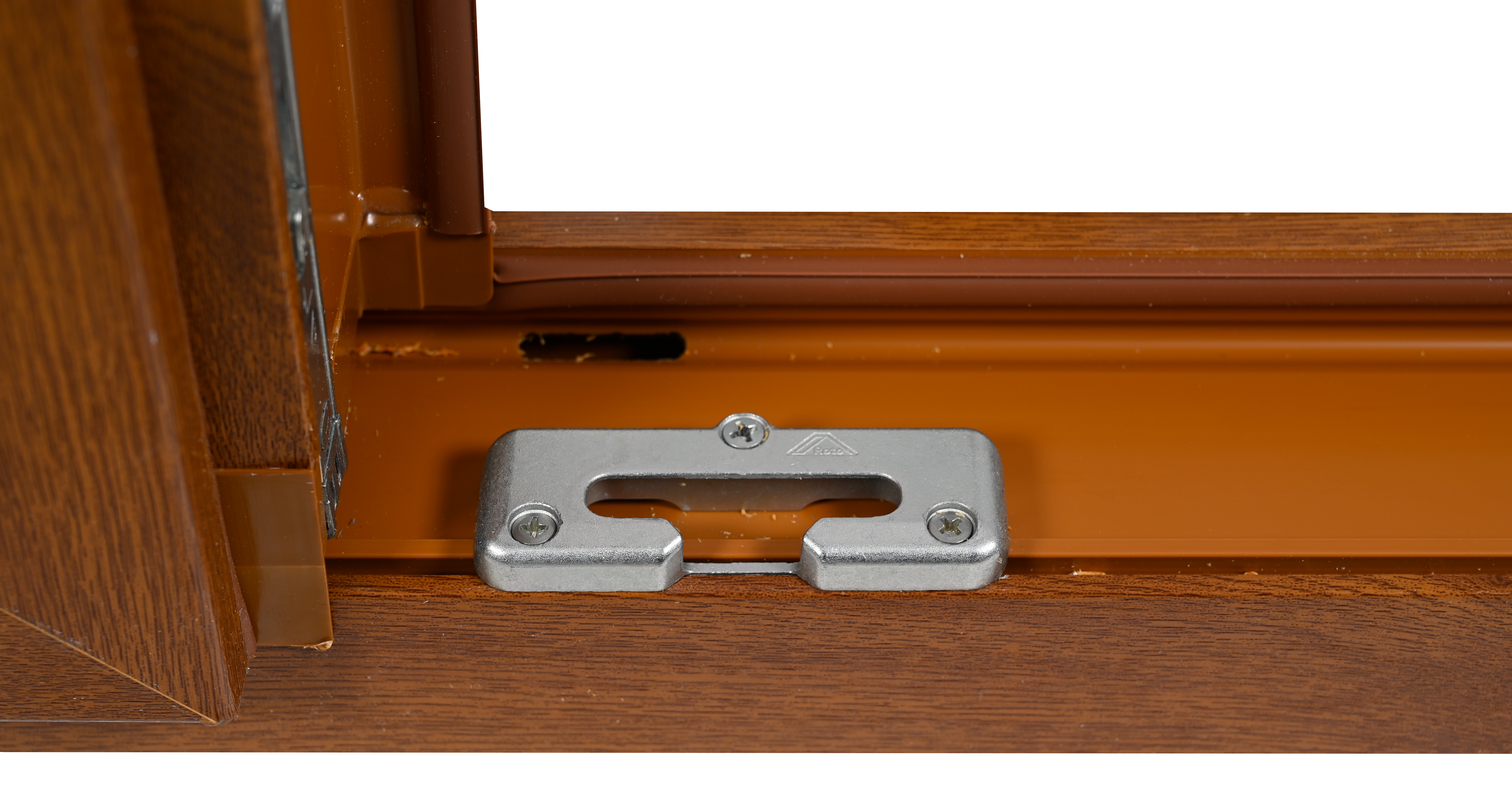 Balconera PVC ISOXA roble oscilobatiente con persiana de 120x229cm - 14