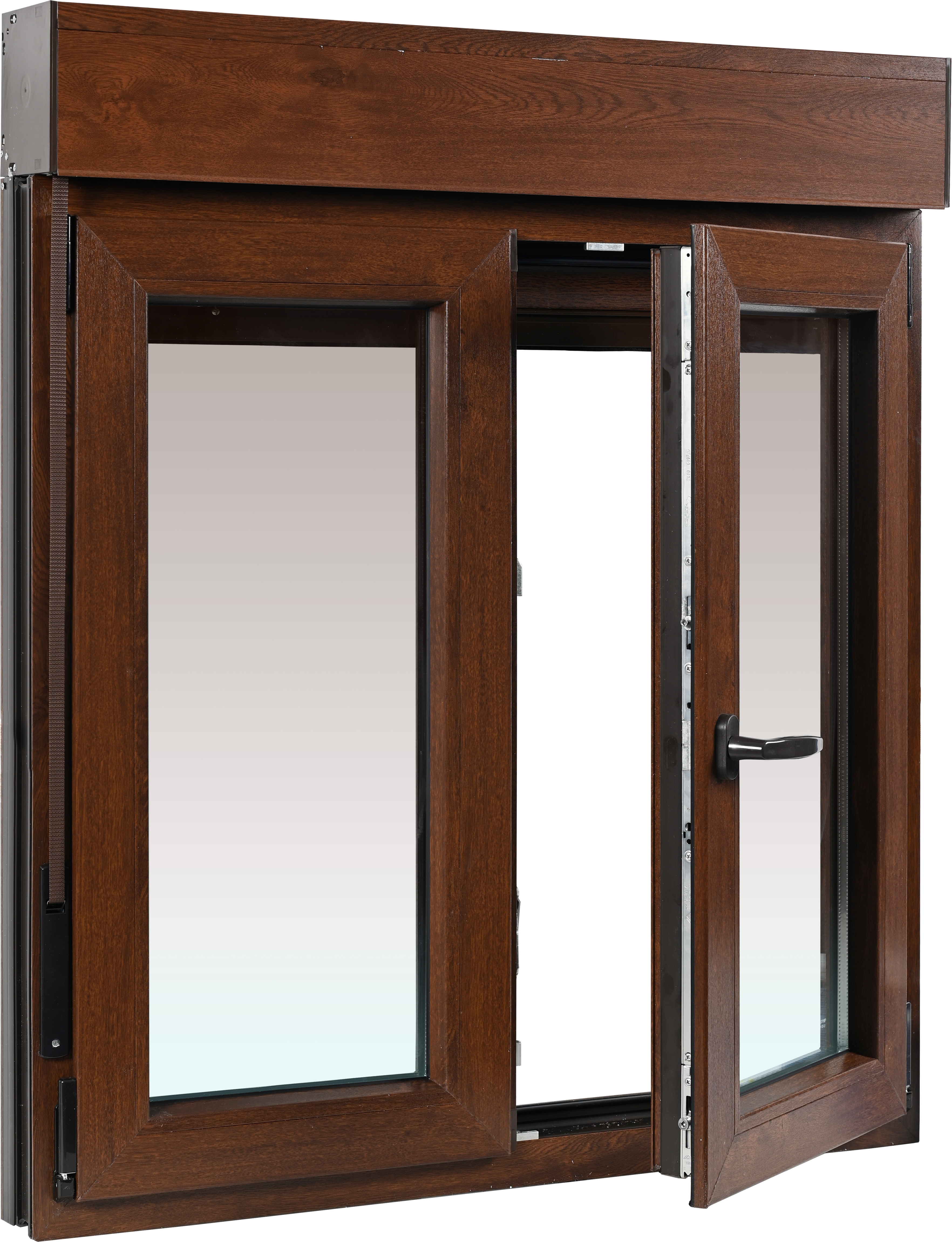 Ventana PVC 100x115cm oscilobatiente nogal doble acristalamiento transparente 4/16/4 bajo emisivo con persiana - 5