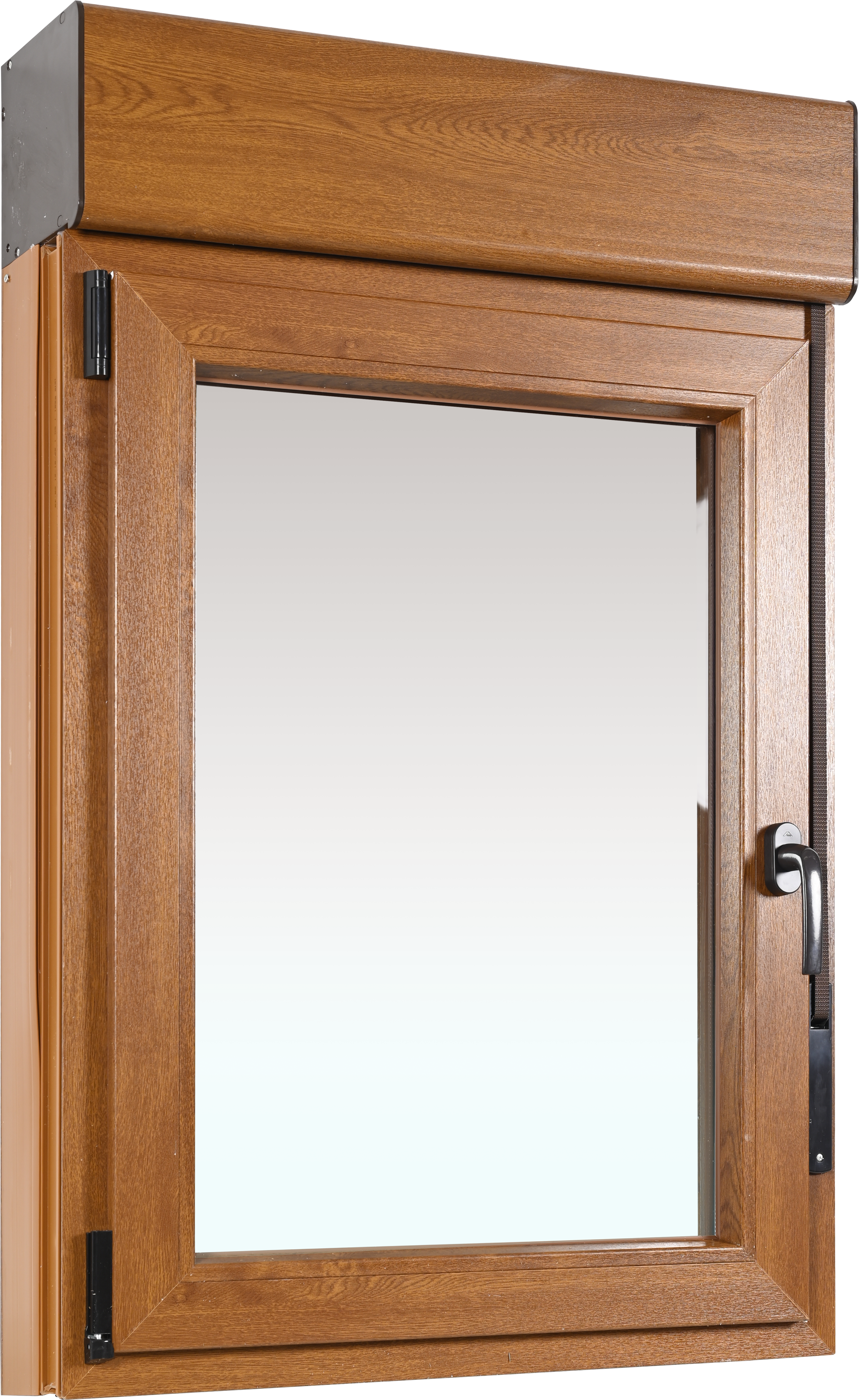 Ventana pvc artens roble oscilobatiente con persiana guía mosquitera 75x119 cm
