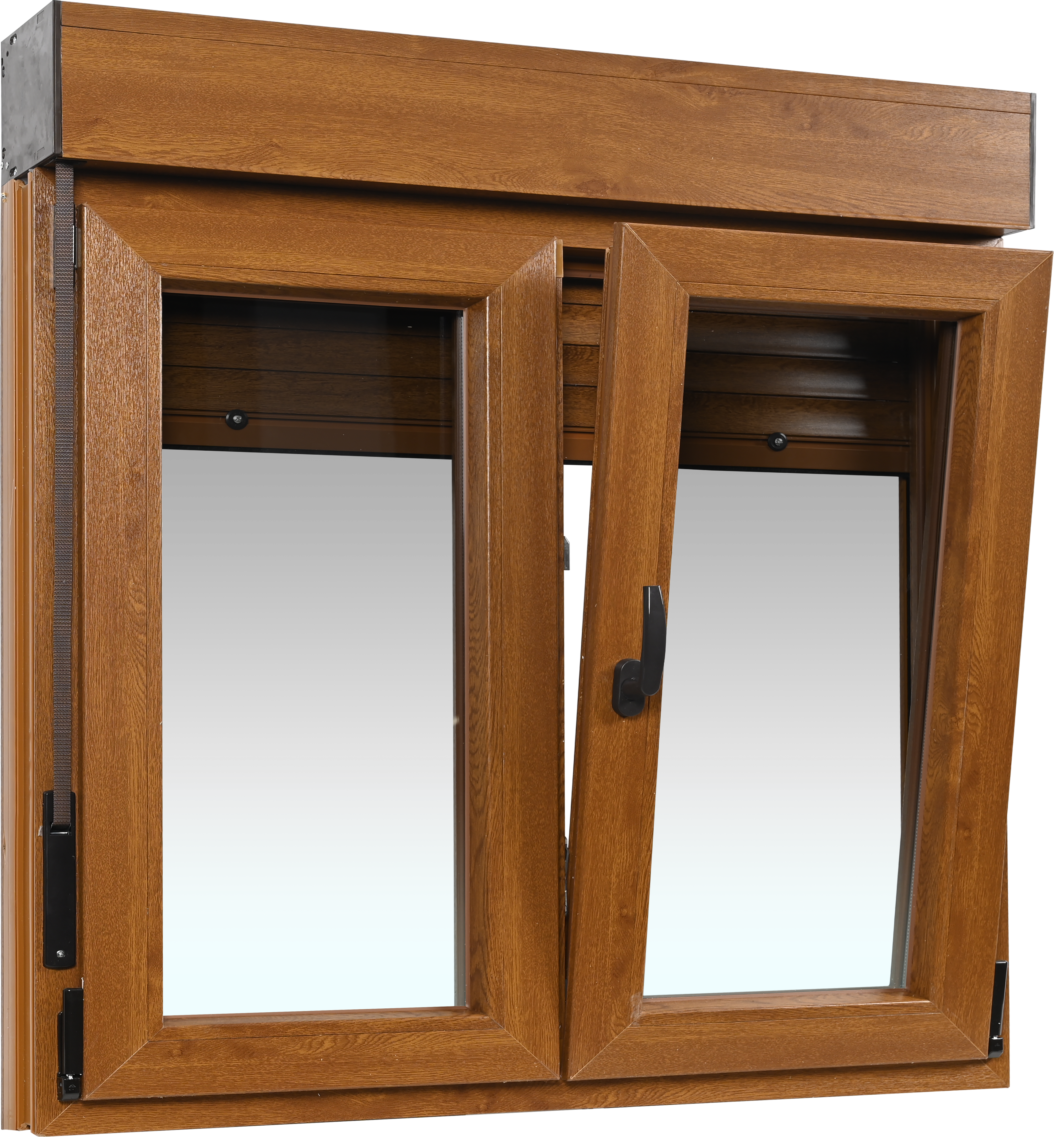 Ventana PVC 120x115cm oscilobatiente roble doble acristalamiento transparente 4/16/4 bajo emisivo con persiana - 5