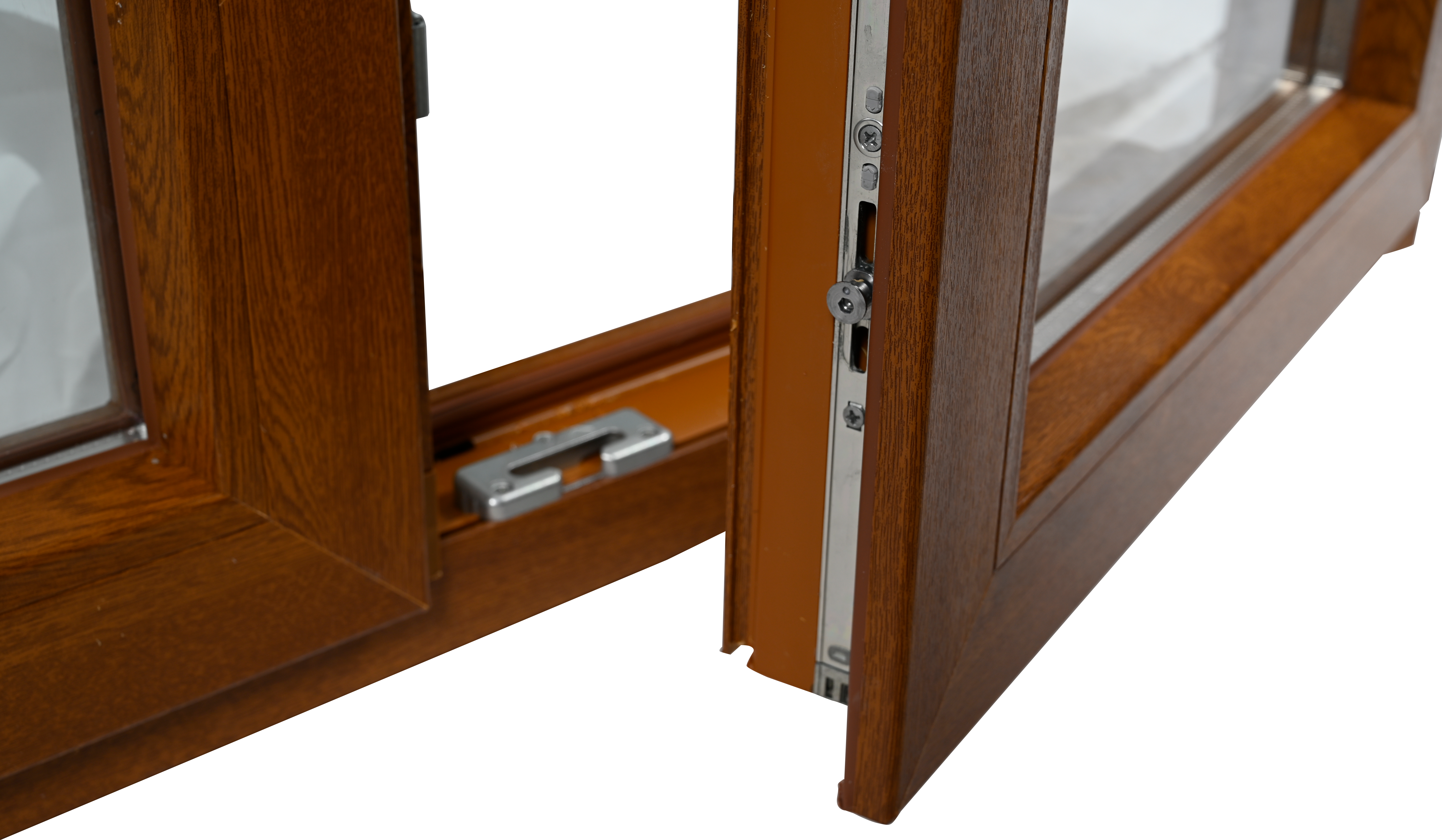 Balconera PVC ISOXA roble oscilobatiente con persiana de 120x229cm - 7