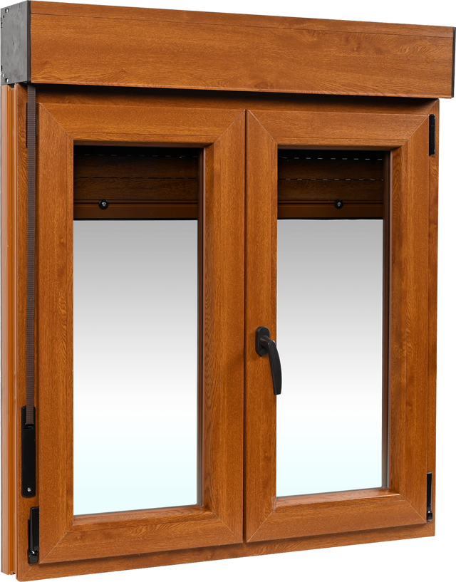 Janela de PVC OSCILOBATENTE 100X115CM CARVALHO (COM ESTORE)
