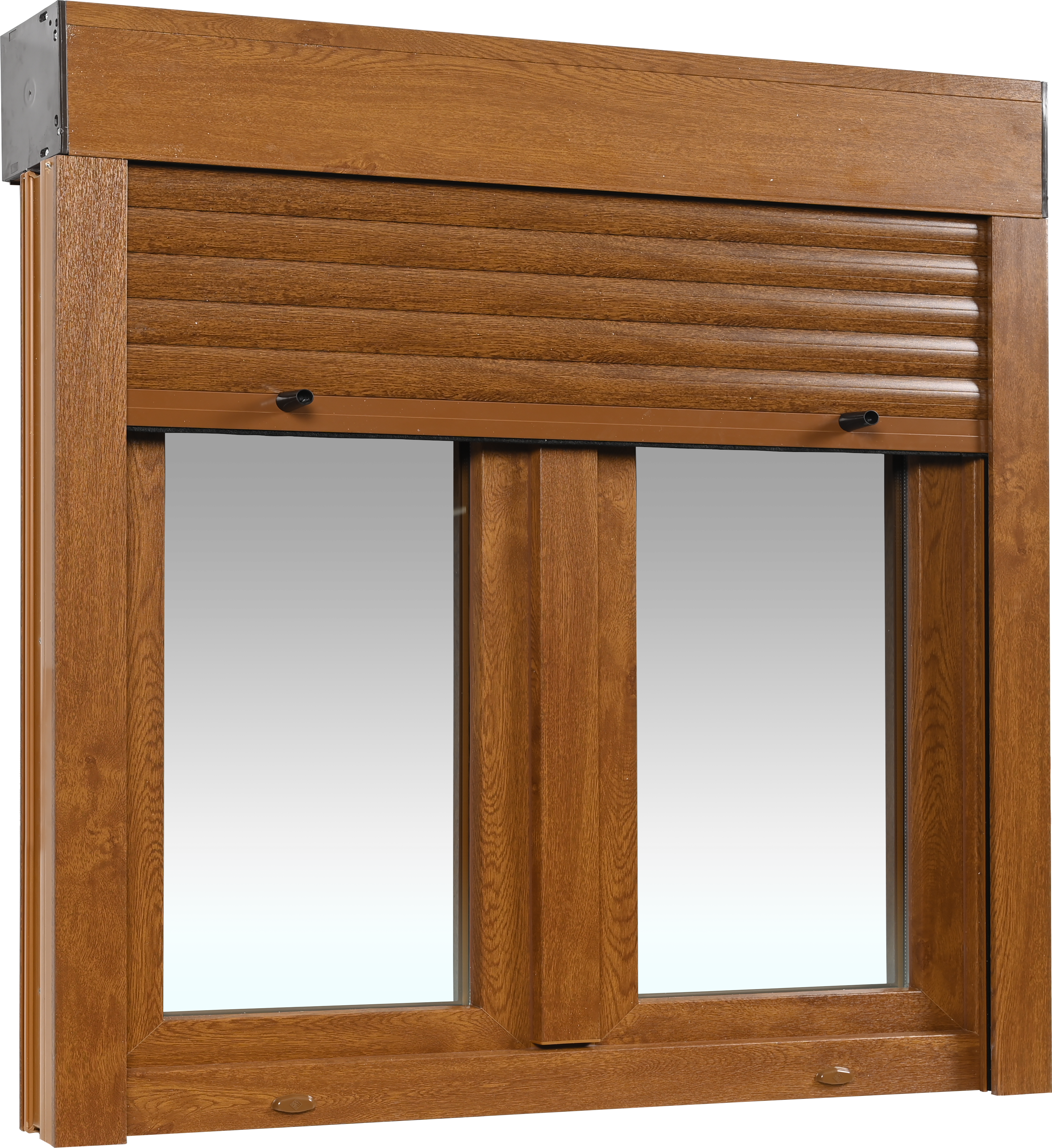 Ventana PVC 120x115cm oscilobatiente roble doble acristalamiento transparente 4/16/4 bajo emisivo con persiana - 4