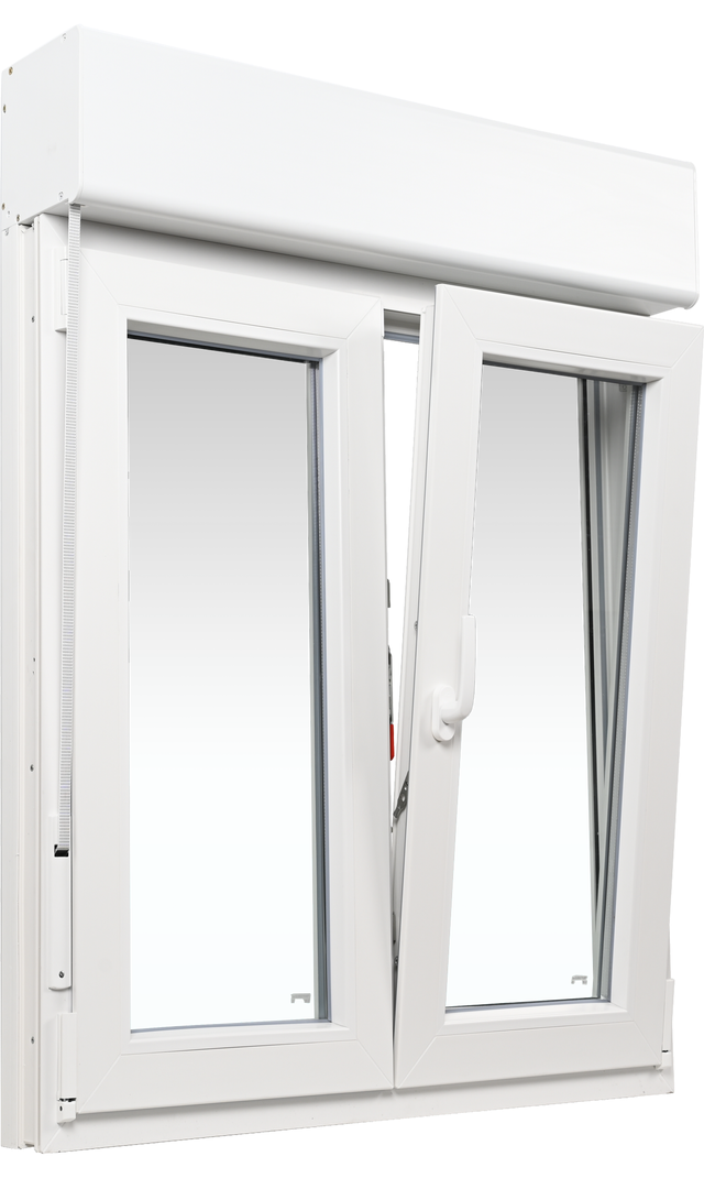 Ventana PVC 100x139cm oscilobatiente blanca Isoxa doble acristalamiento transparente 4/16/4 bajo emisivo con persiana