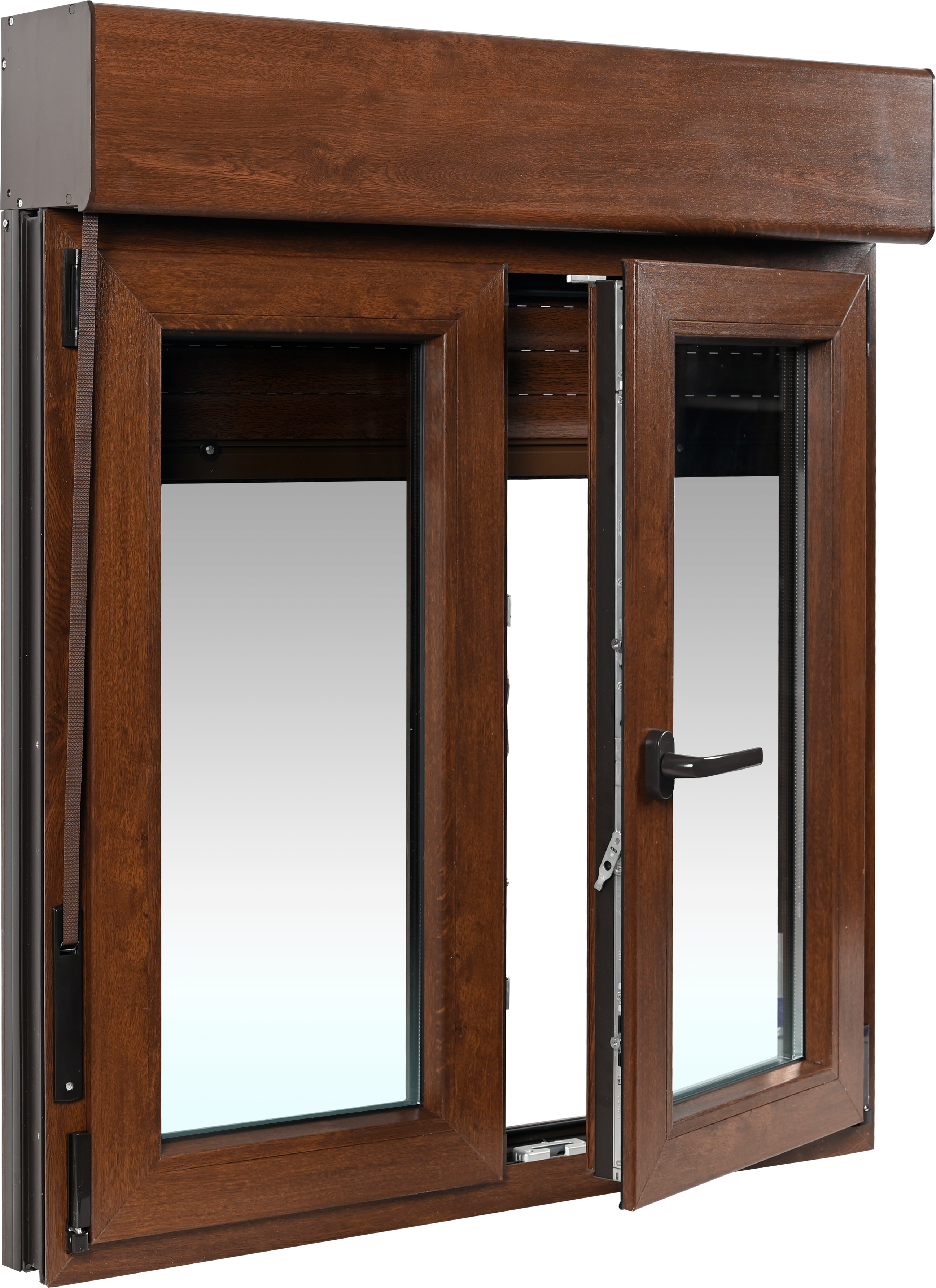 Ventana PVC ISOXA nogal oscilobatiente con persiana de 100X119 cm - 4