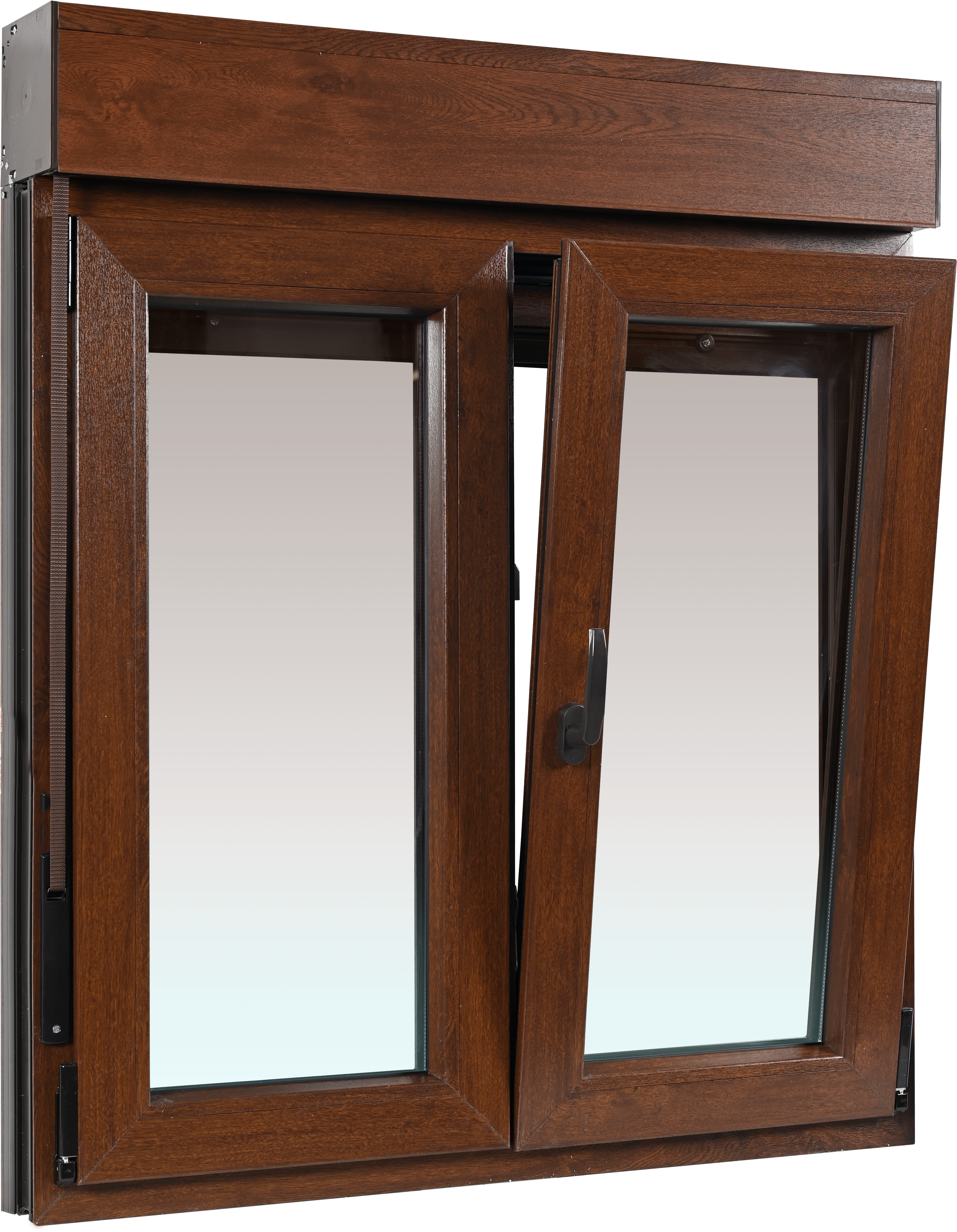 Ventana PVC 100x115cm oscilobatiente nogal doble acristalamiento transparente 4/16/4 bajo emisivo con persiana - 4