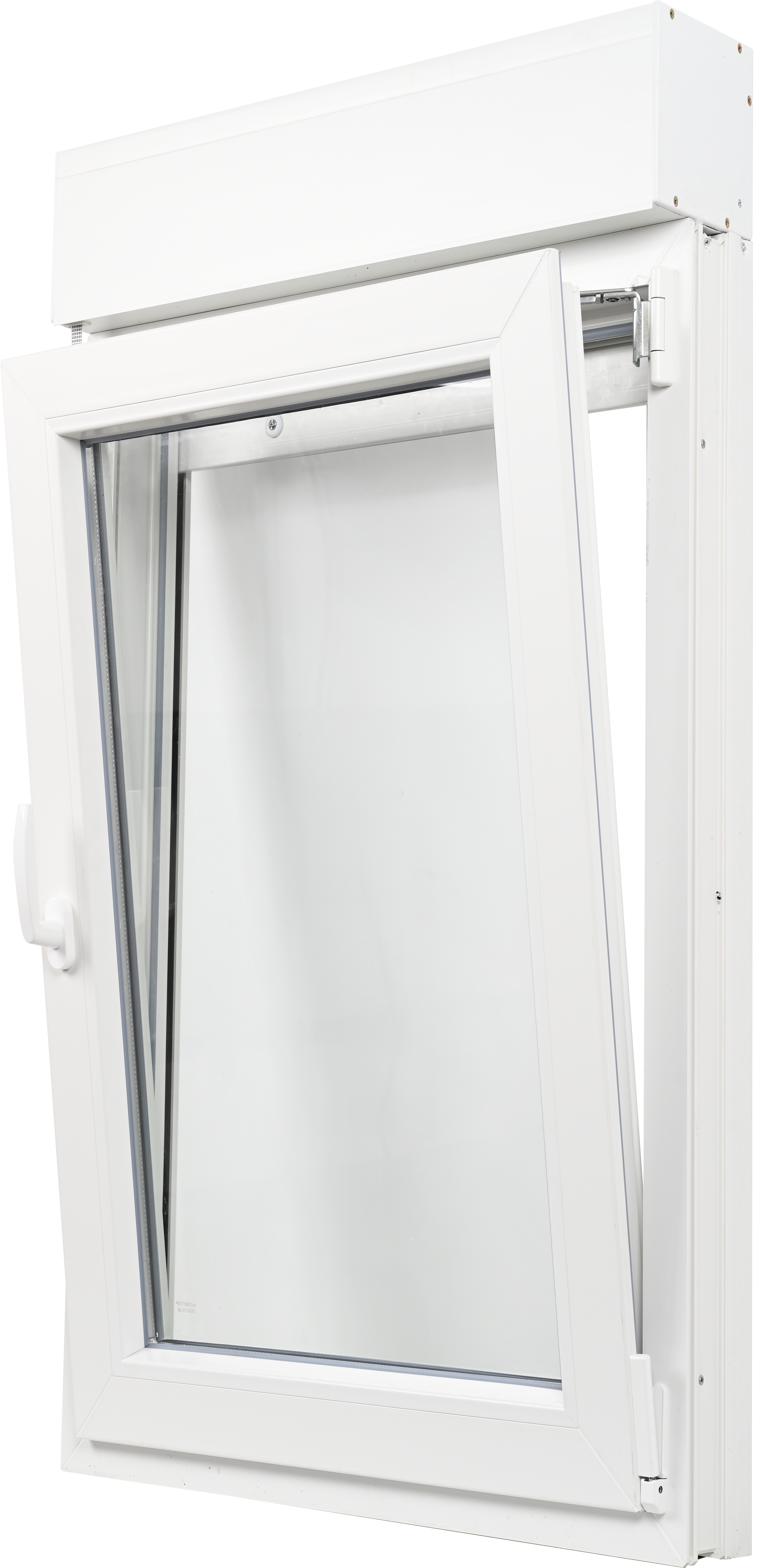 Ventana pvc blanca oscilobatiente con persiana de 75x135 cm