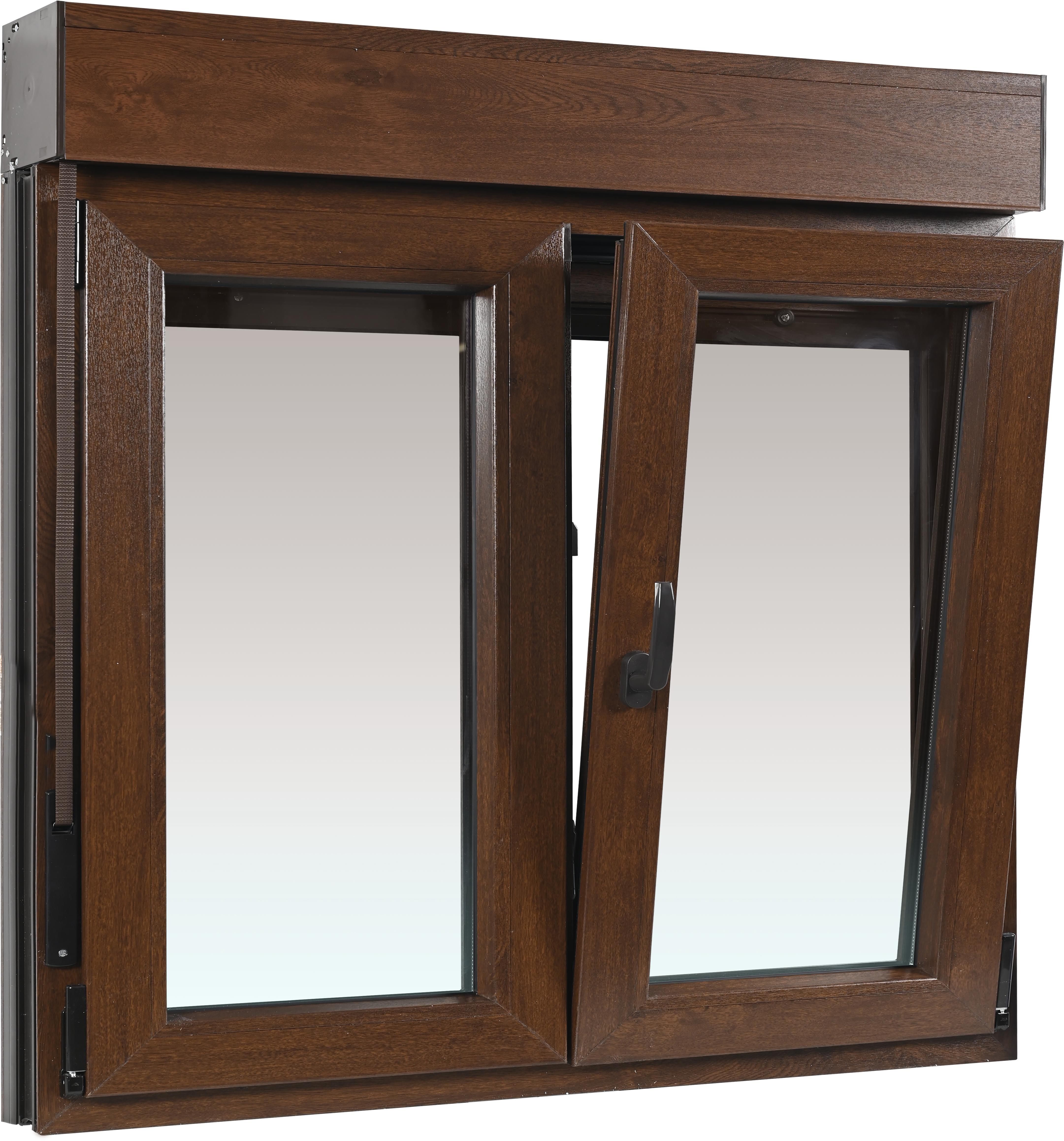 Janela de PVC OSCILOBATENTE 120X115CM NOGUEIRA (COM ESTORE) direita - 2